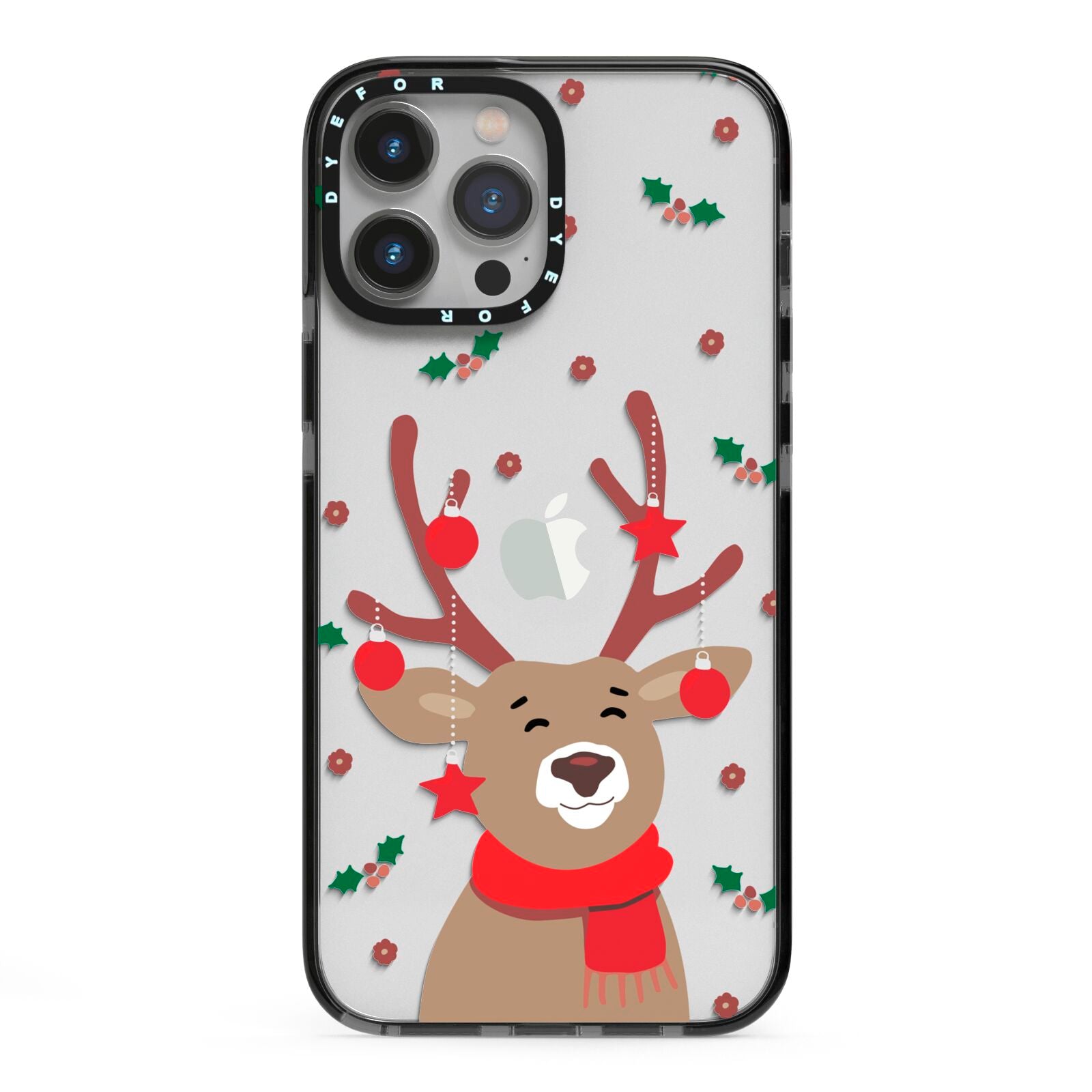 Reindeer Christmas iPhone 13 Pro Max Black Impact Case on Silver phone