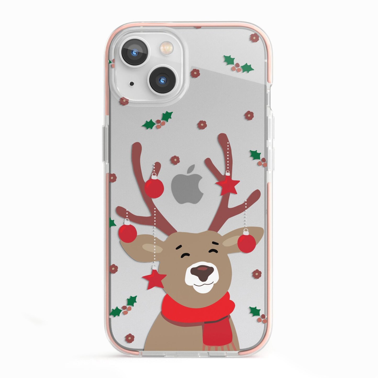 Reindeer Christmas iPhone 13 TPU Impact Case with Pink Edges