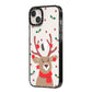 Reindeer Christmas iPhone 14 Plus Black Impact Case Side Angle on Silver phone