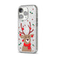 Reindeer Christmas iPhone 14 Pro Glitter Tough Case Silver Angled Image