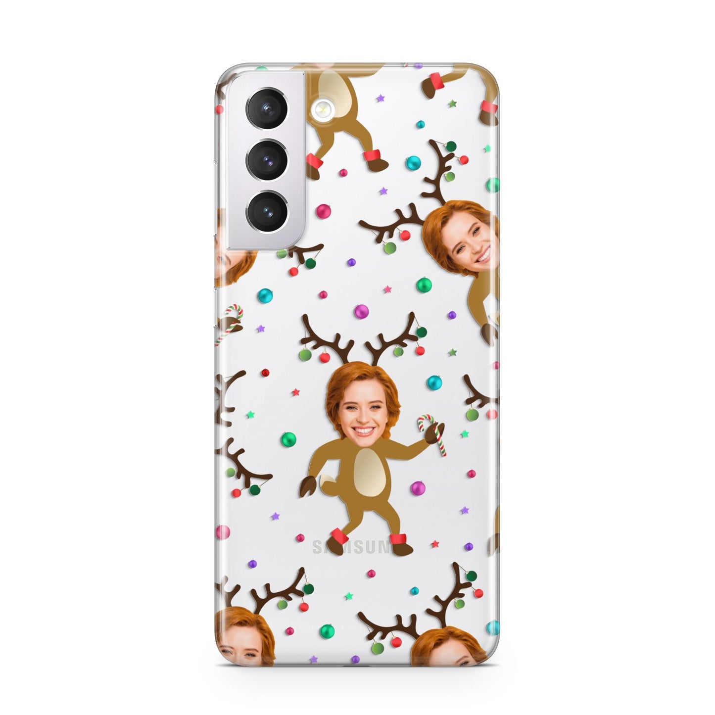 Reindeer Photo Face Samsung S21 Case