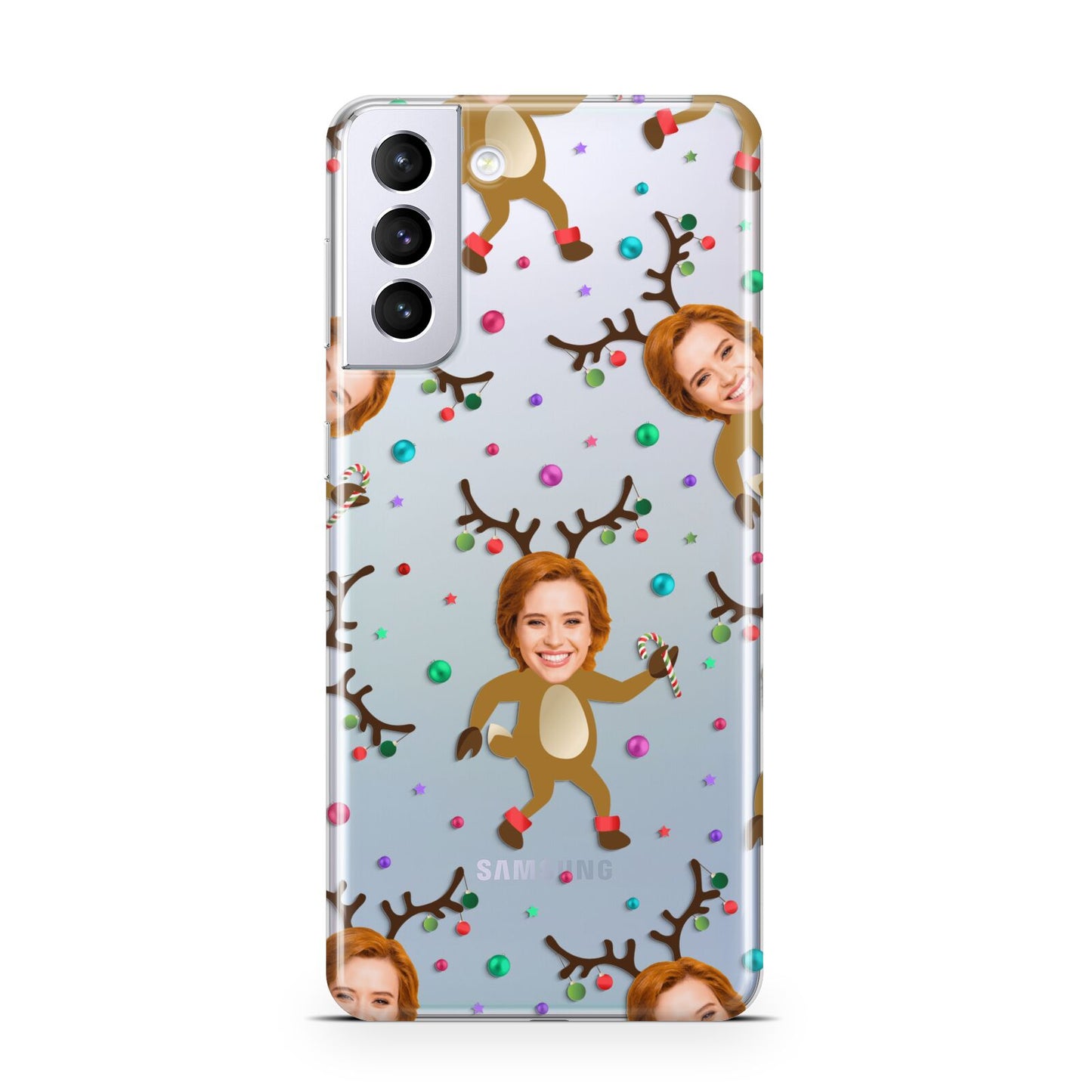 Reindeer Photo Face Samsung S21 Plus Case