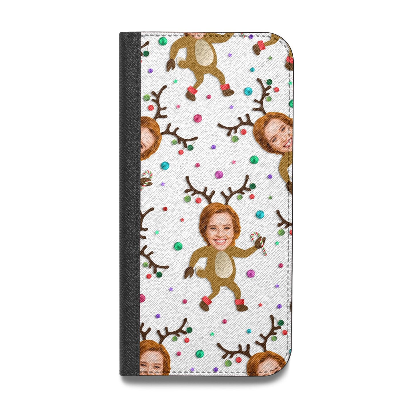 Reindeer Photo Face Vegan Leather Flip Samsung Case