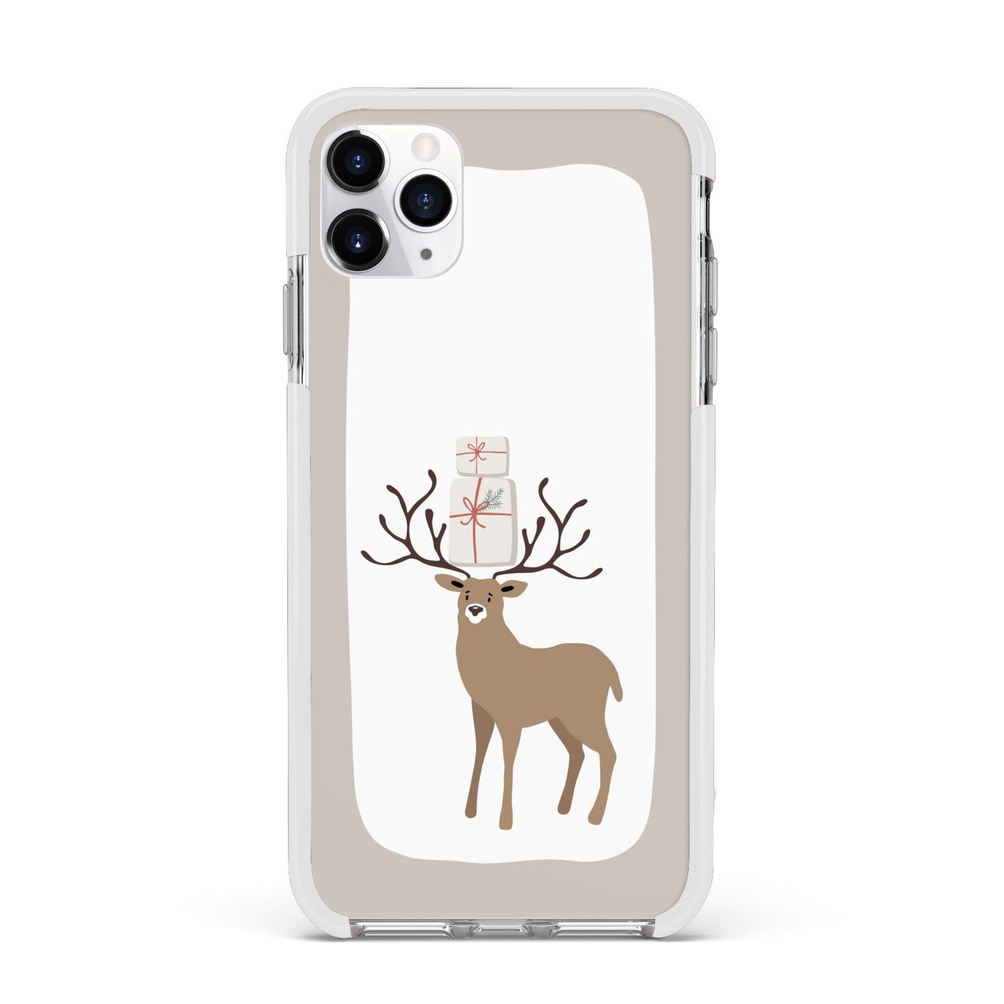 Reindeer Presents Apple iPhone 11 Pro Max in Silver with White Impact Case