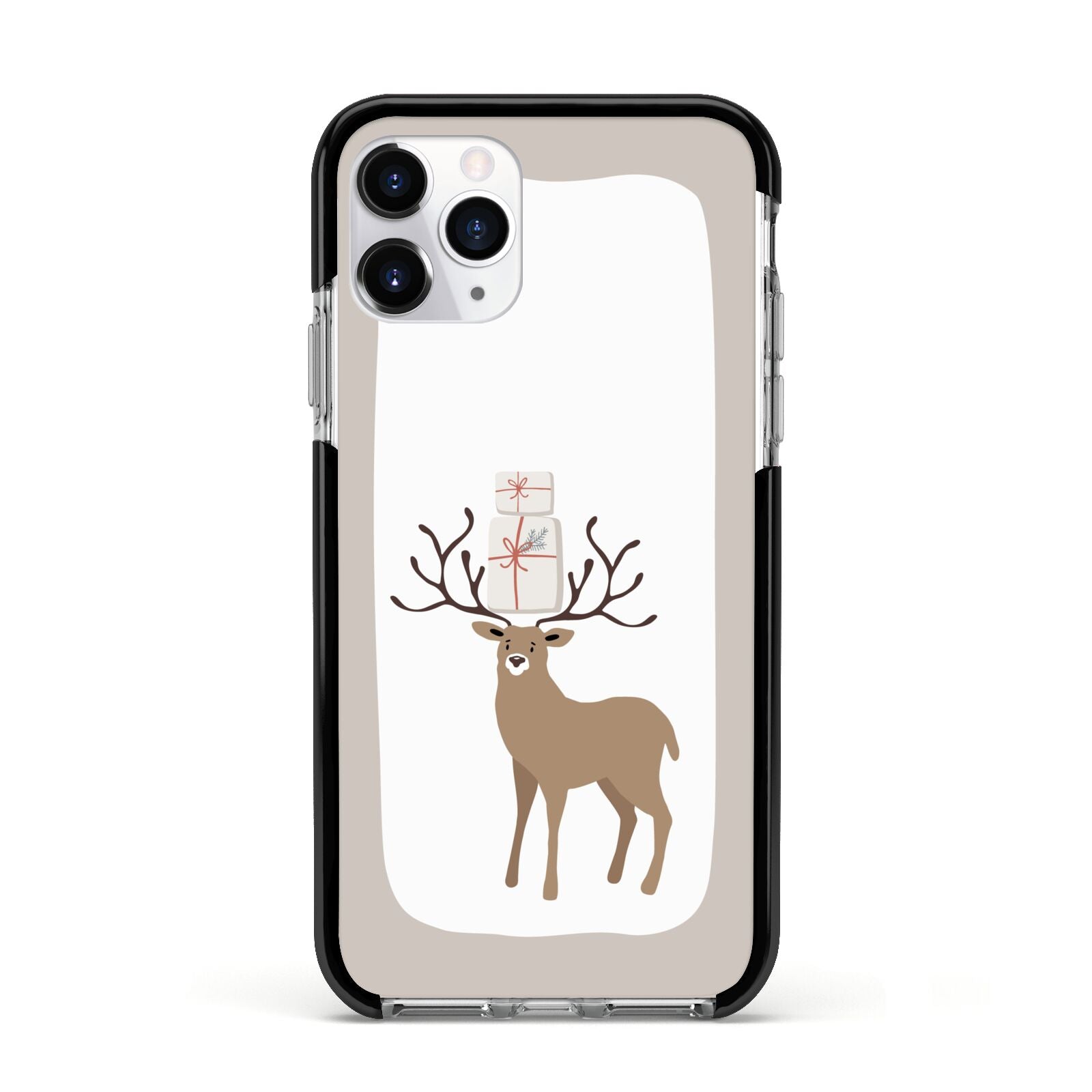 Reindeer Presents Apple iPhone 11 Pro in Silver with Black Impact Case