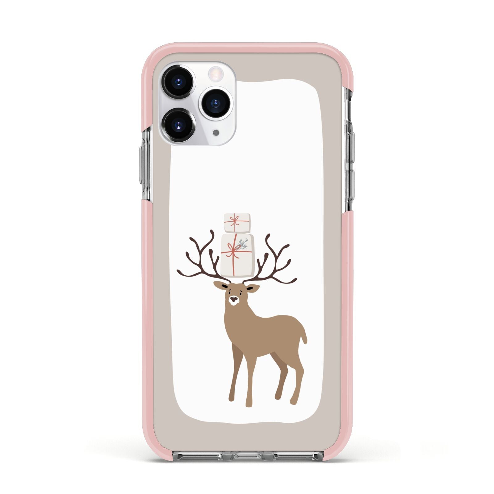 Reindeer Presents Apple iPhone 11 Pro in Silver with Pink Impact Case