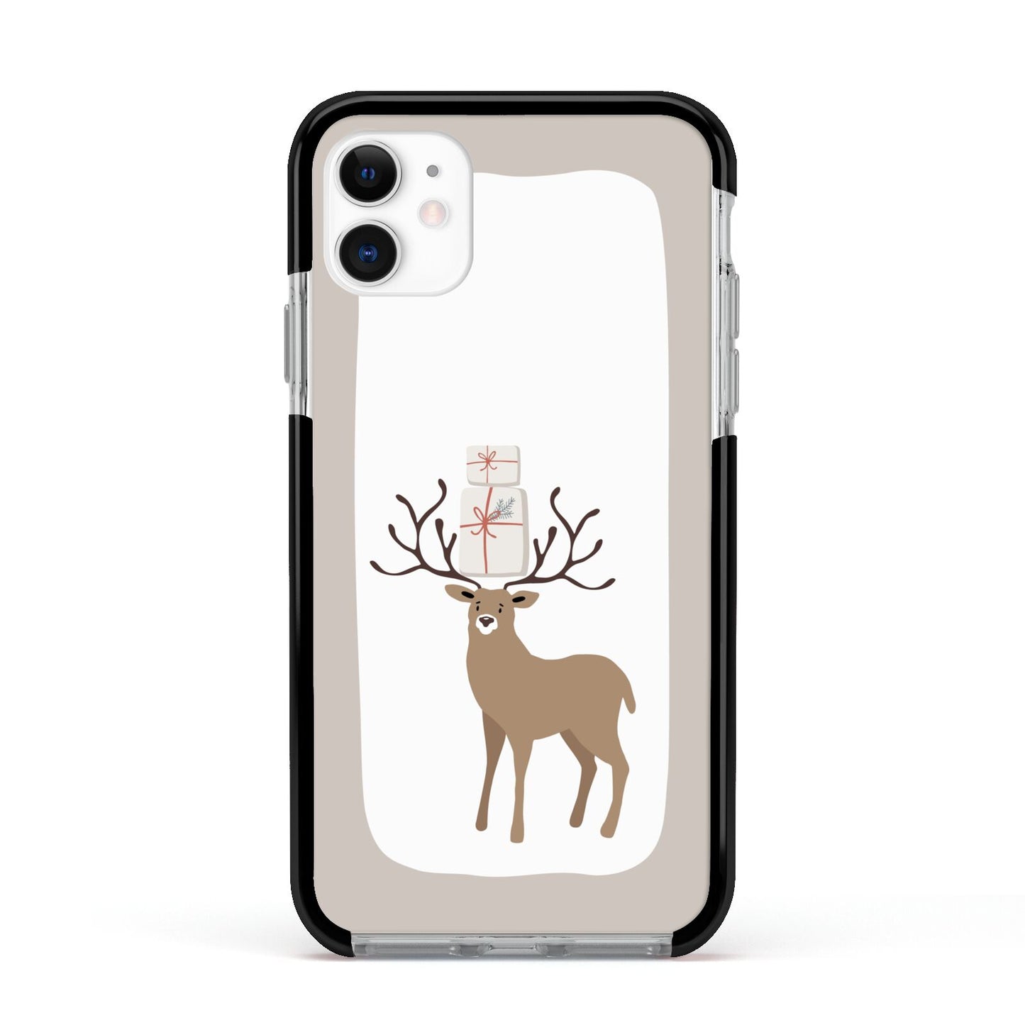 Reindeer Presents Apple iPhone 11 in White with Black Impact Case