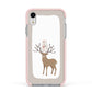 Reindeer Presents Apple iPhone XR Impact Case Pink Edge on Silver Phone