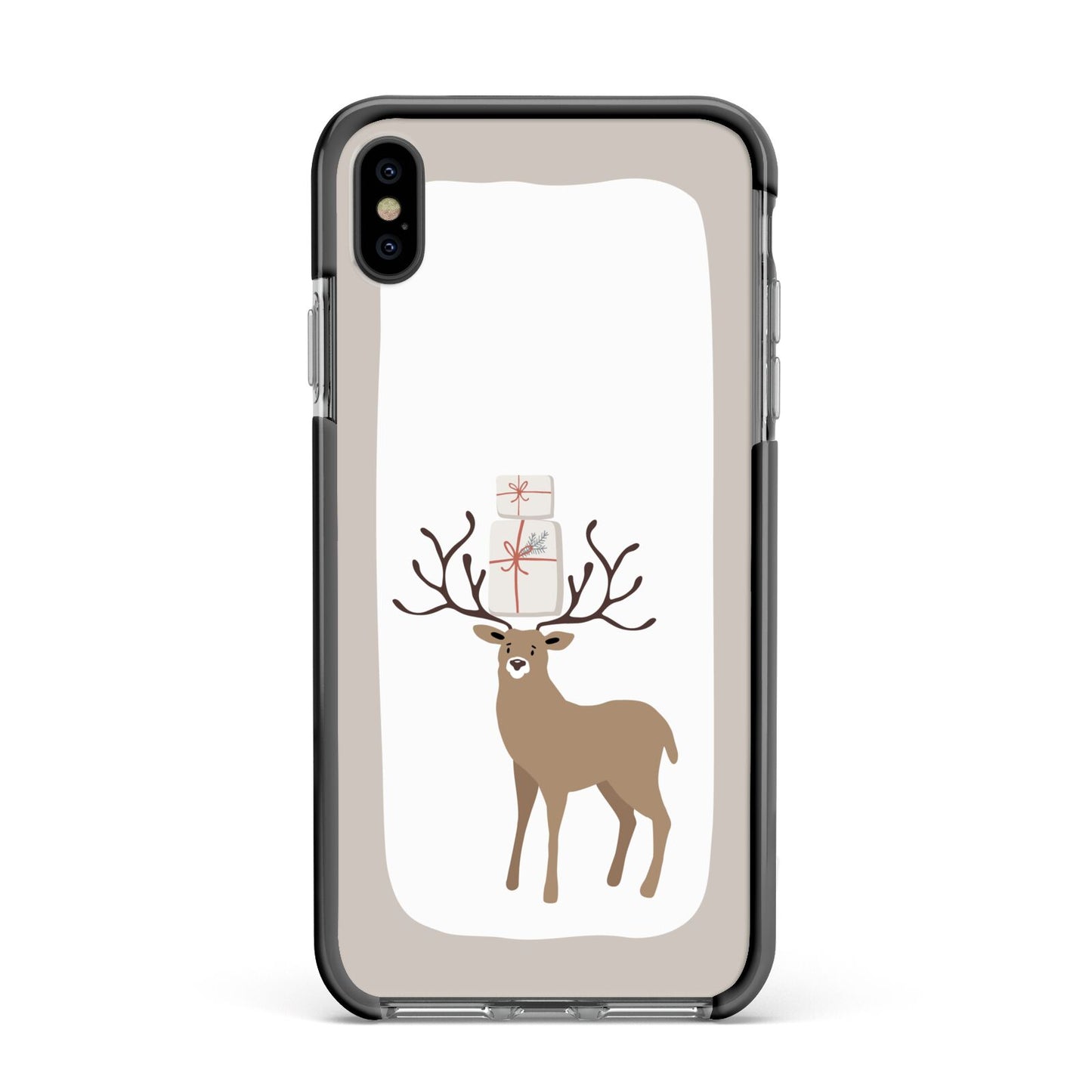 Reindeer Presents Apple iPhone Xs Max Impact Case Black Edge on Black Phone