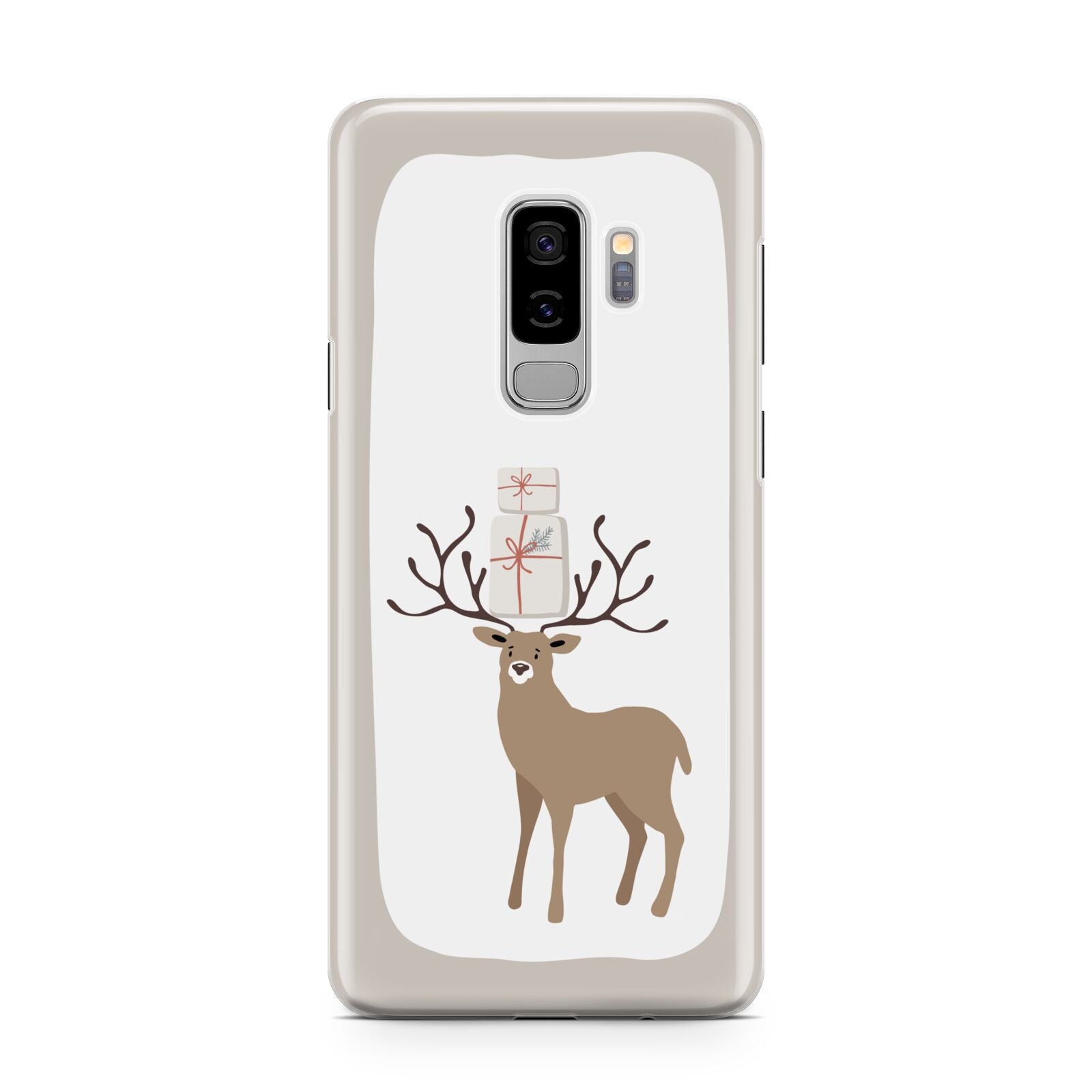 Reindeer Presents Samsung Galaxy S9 Plus Case on Silver phone