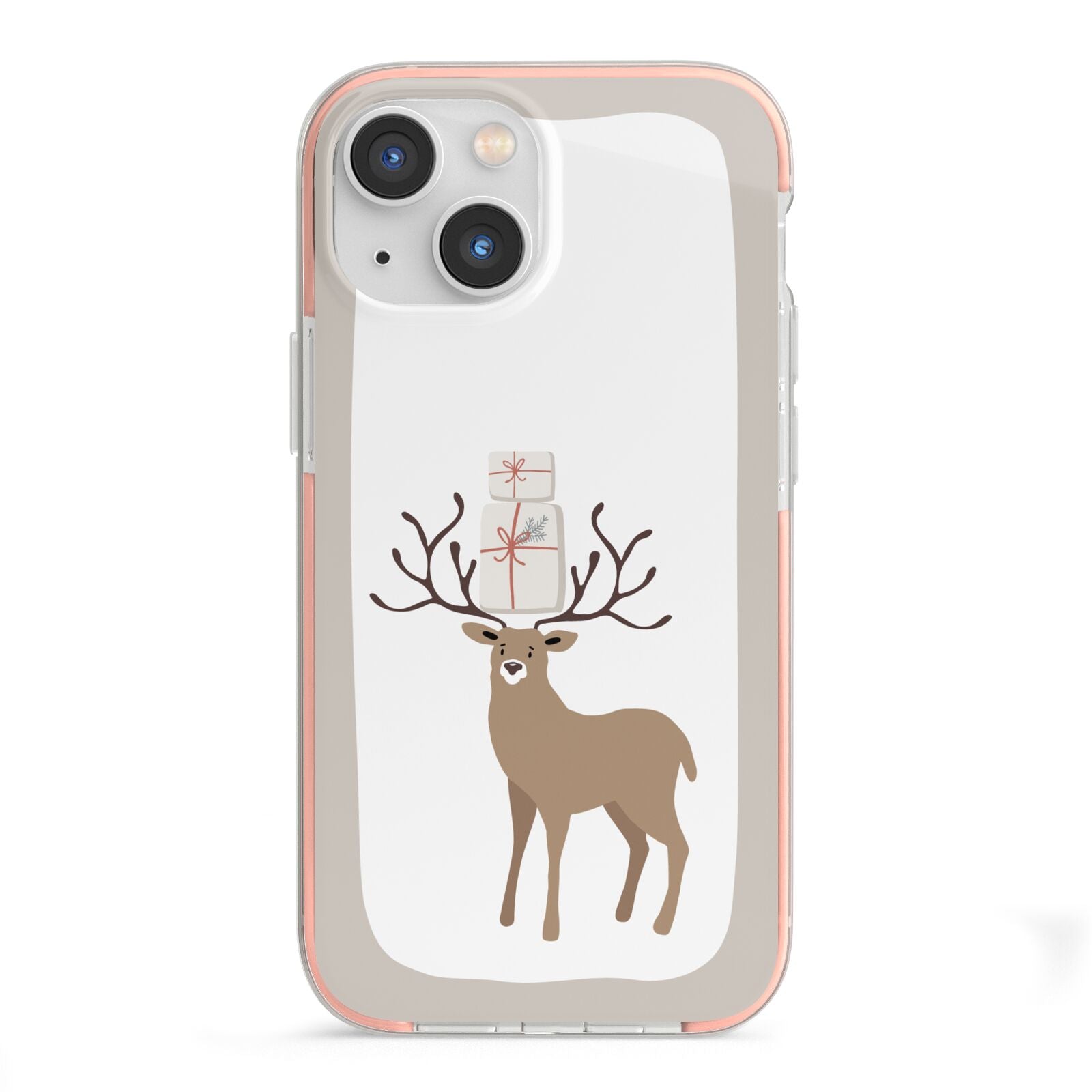 Reindeer Presents iPhone 13 Mini TPU Impact Case with Pink Edges
