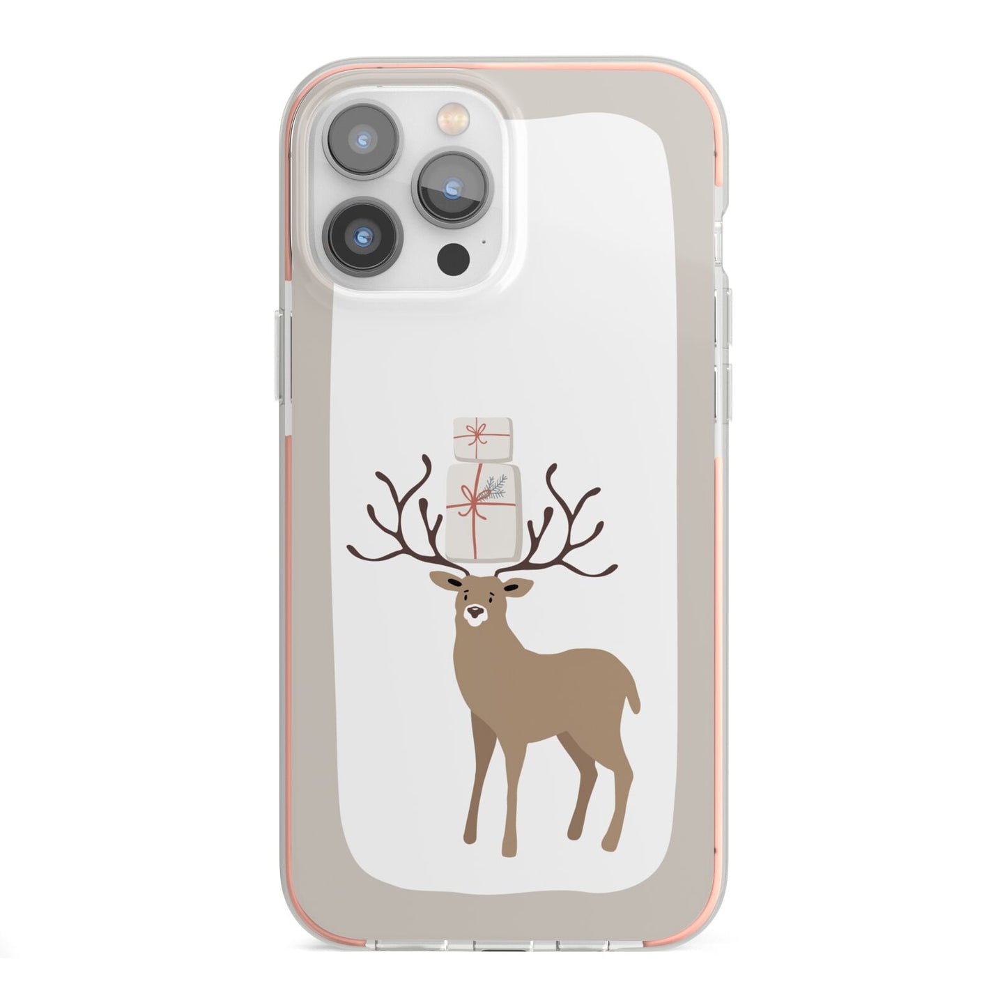 Reindeer Presents iPhone 13 Pro Max TPU Impact Case with Pink Edges