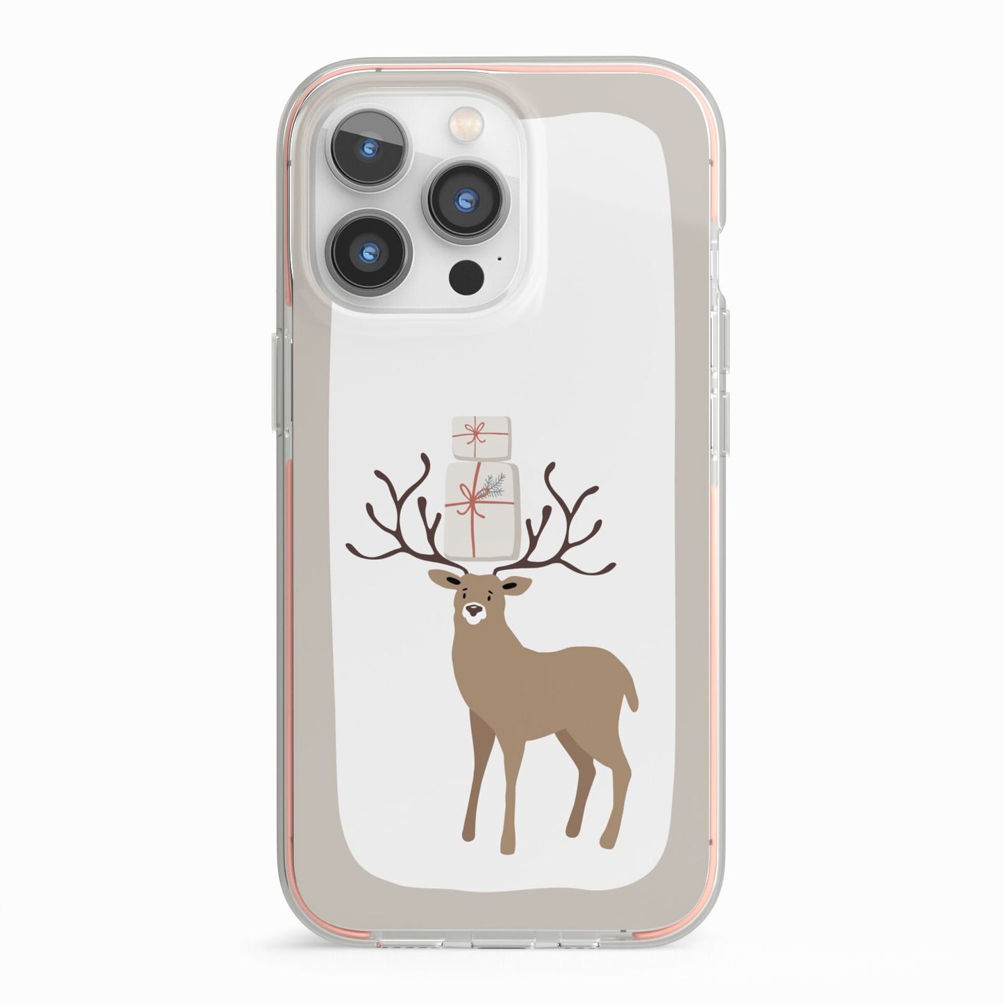 Reindeer Presents iPhone 13 Pro TPU Impact Case with Pink Edges
