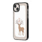 Reindeer Presents iPhone 14 Plus Black Impact Case Side Angle on Silver phone