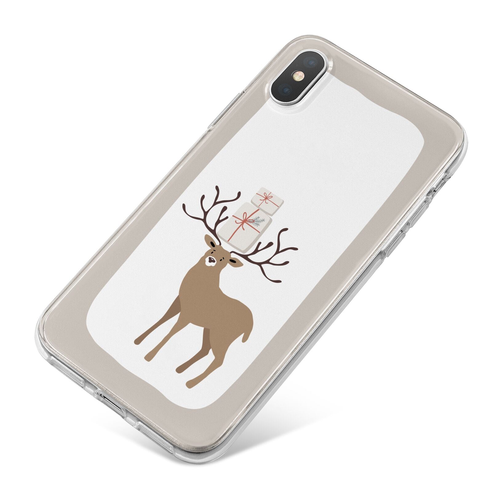 Reindeer Presents iPhone X Bumper Case on Silver iPhone