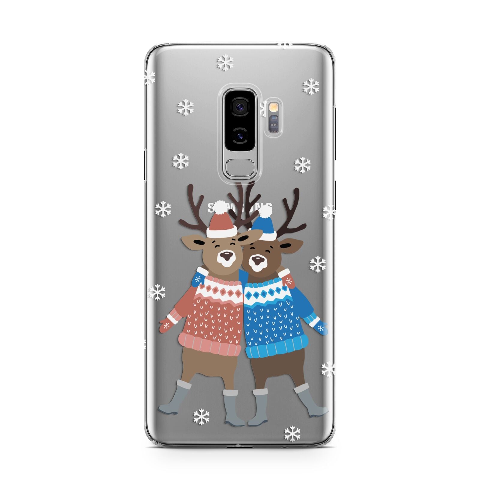 Reindeer Samsung Galaxy S9 Plus Case on Silver phone