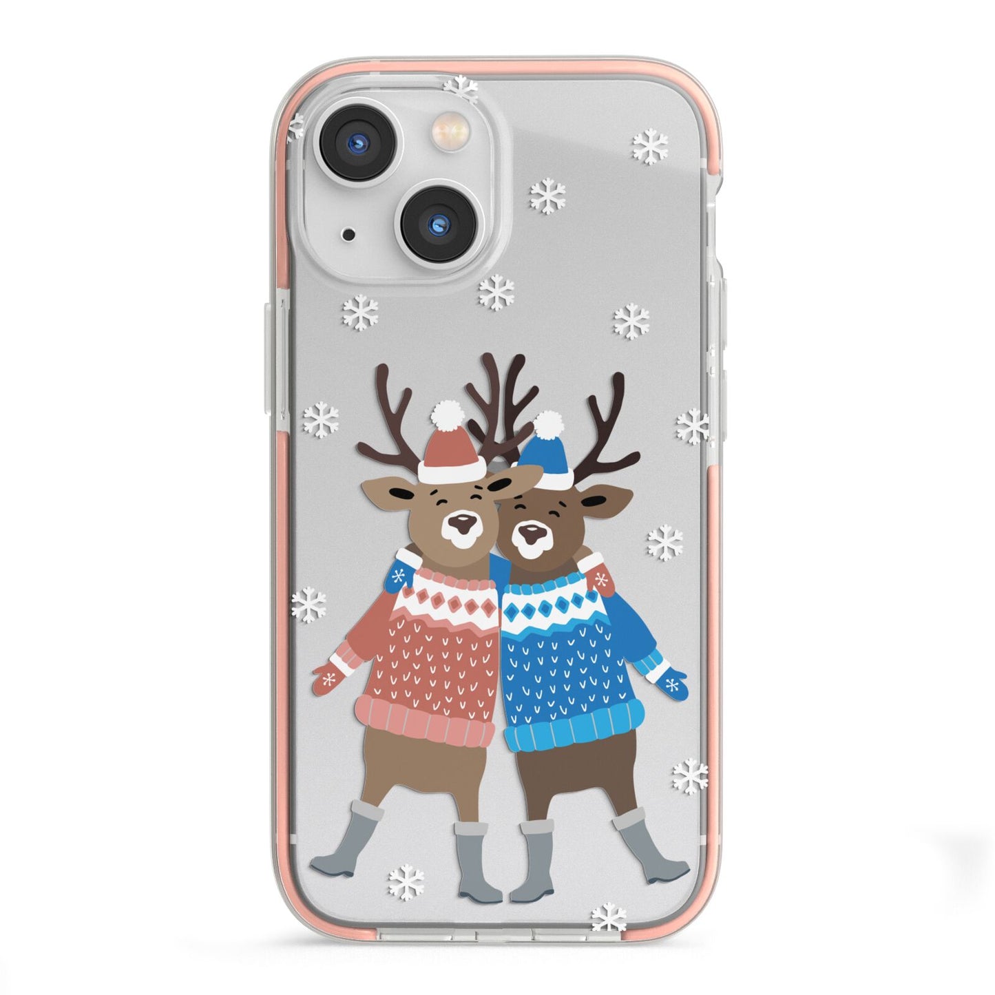 Reindeer iPhone 13 Mini TPU Impact Case with Pink Edges