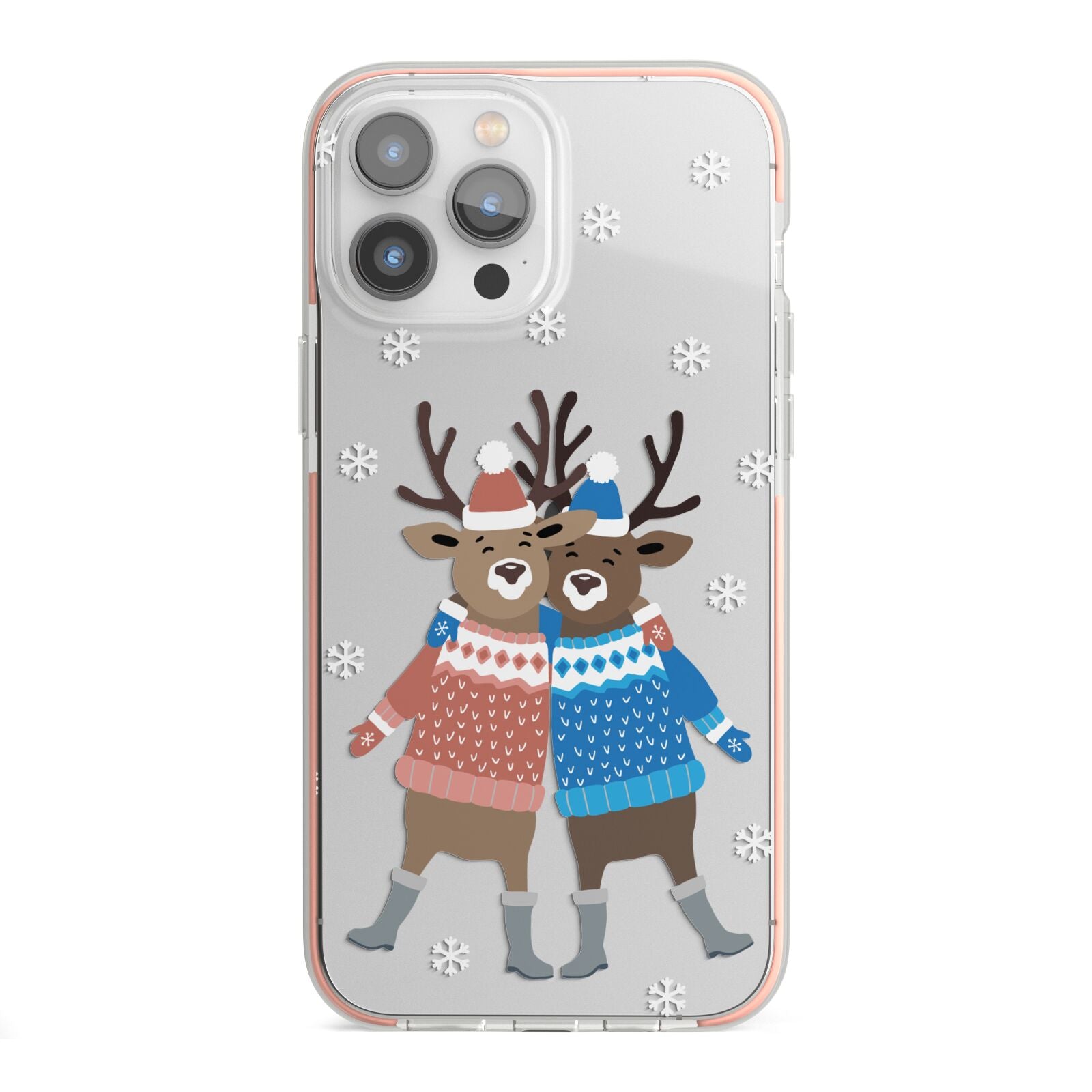 Reindeer iPhone 13 Pro Max TPU Impact Case with Pink Edges