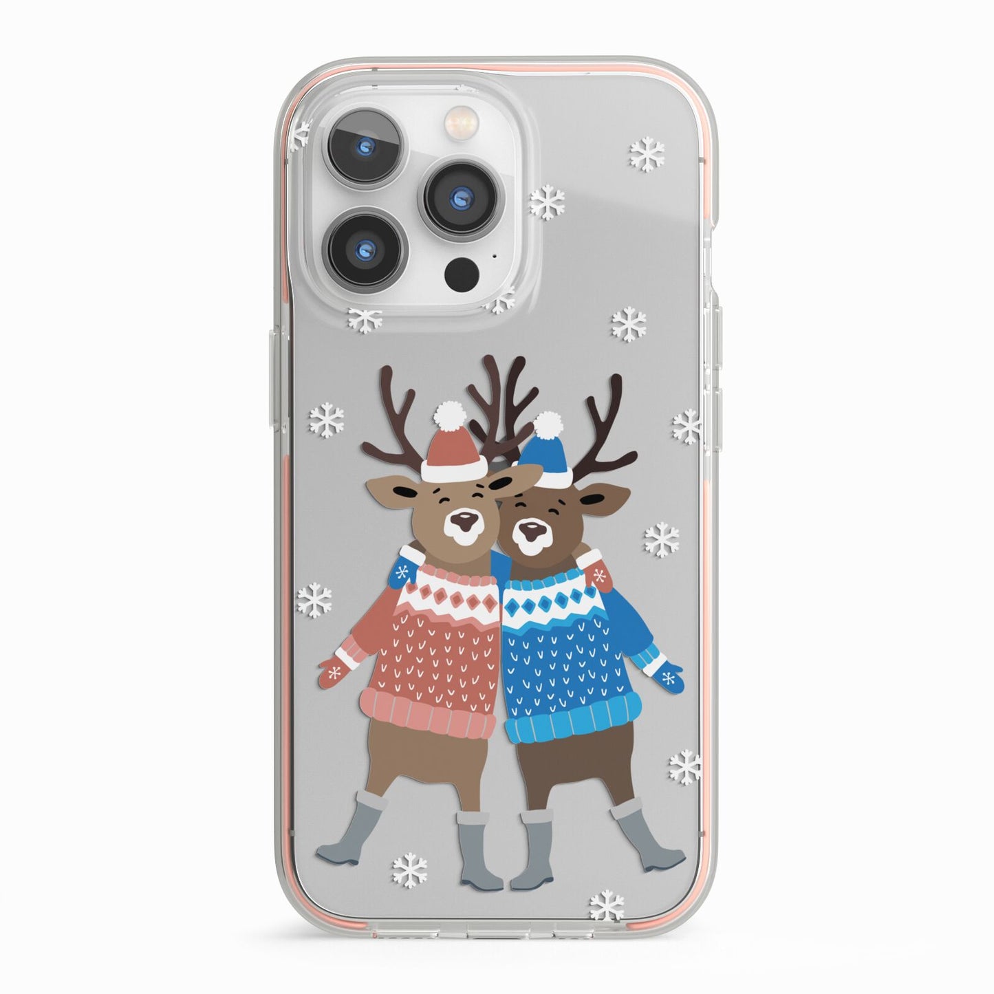 Reindeer iPhone 13 Pro TPU Impact Case with Pink Edges