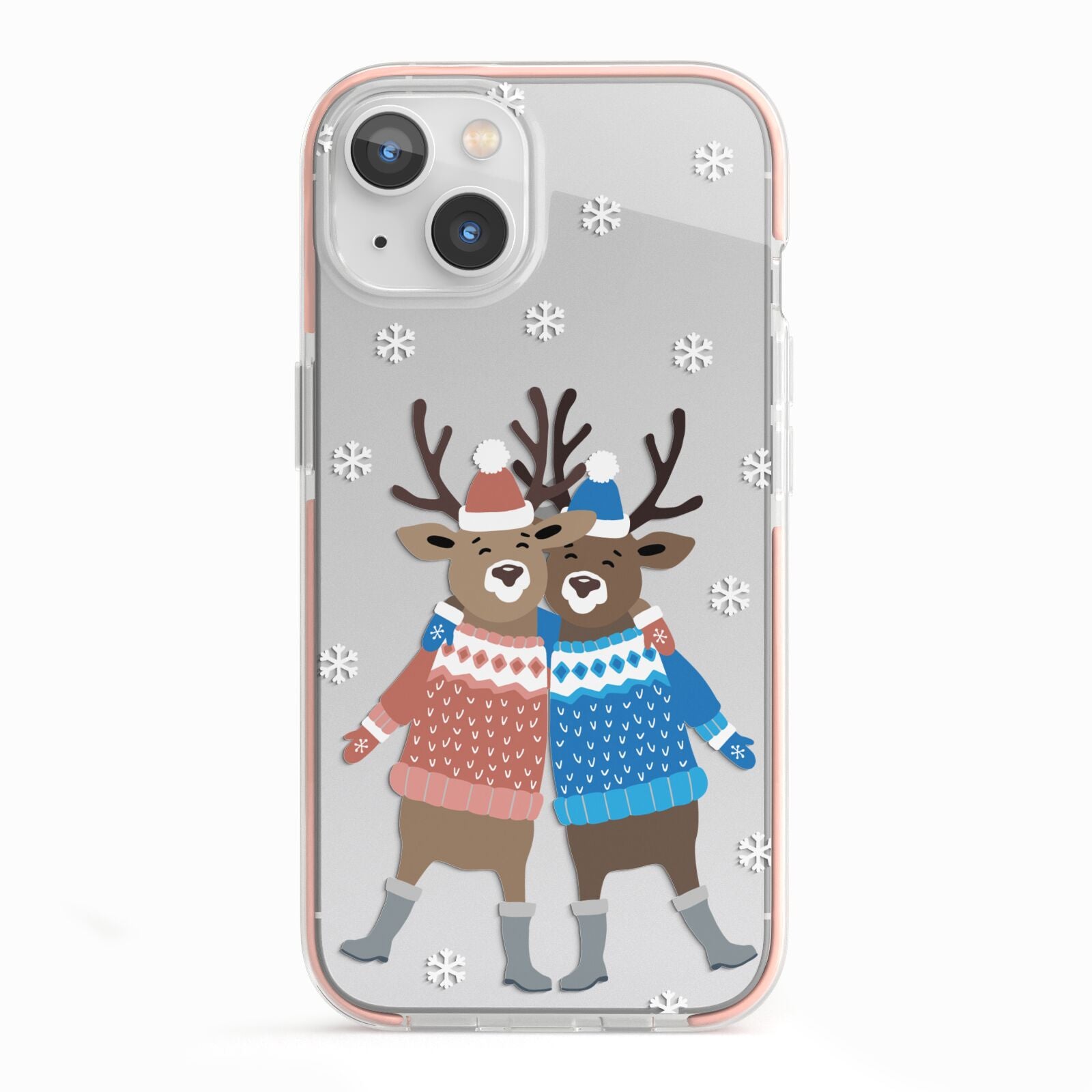 Reindeer iPhone 13 TPU Impact Case with Pink Edges