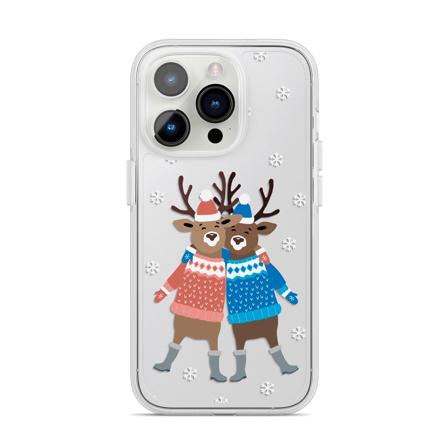 Reindeer iPhone 14 Pro Clear Tough Case Silver