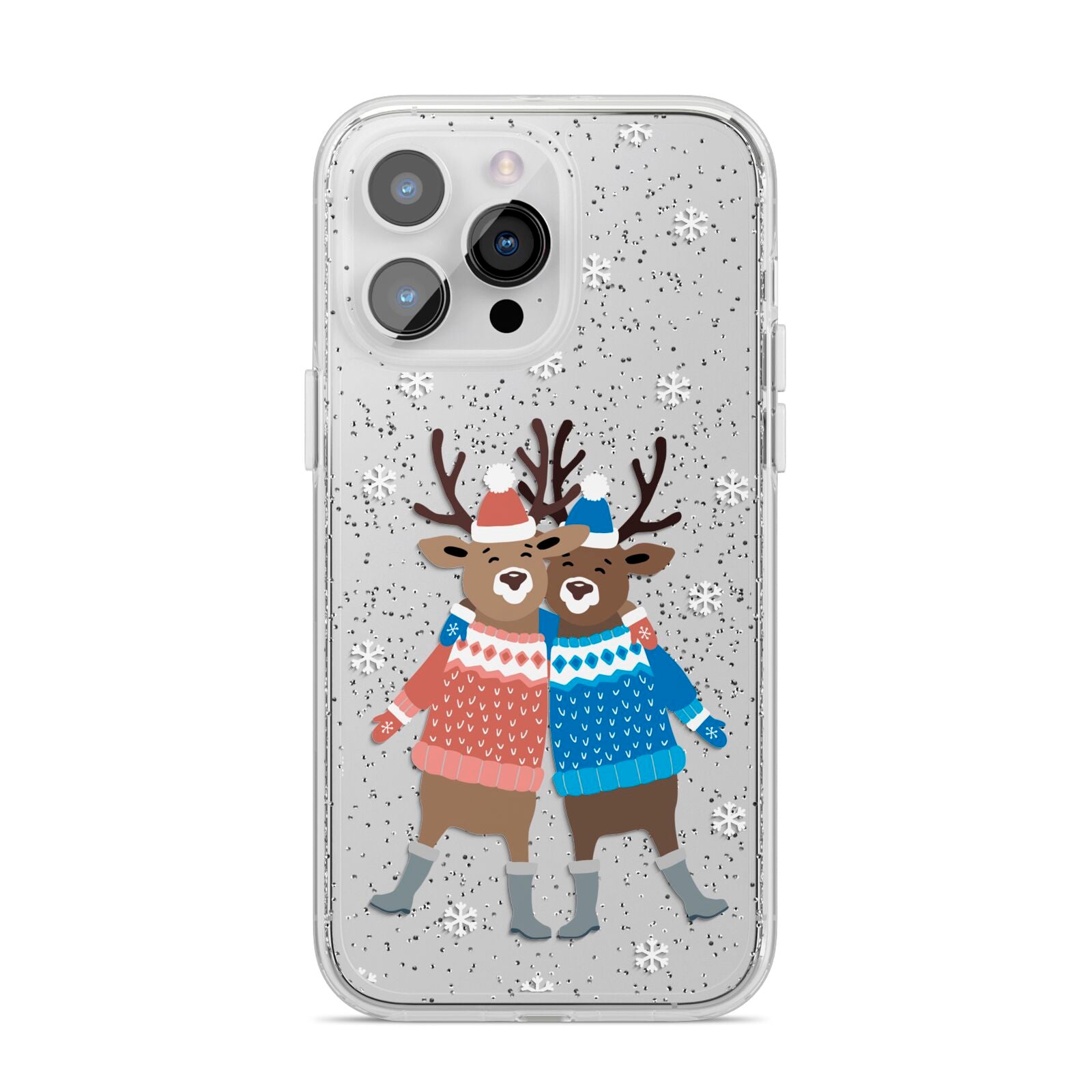 Reindeer iPhone 14 Pro Max Glitter Tough Case Silver