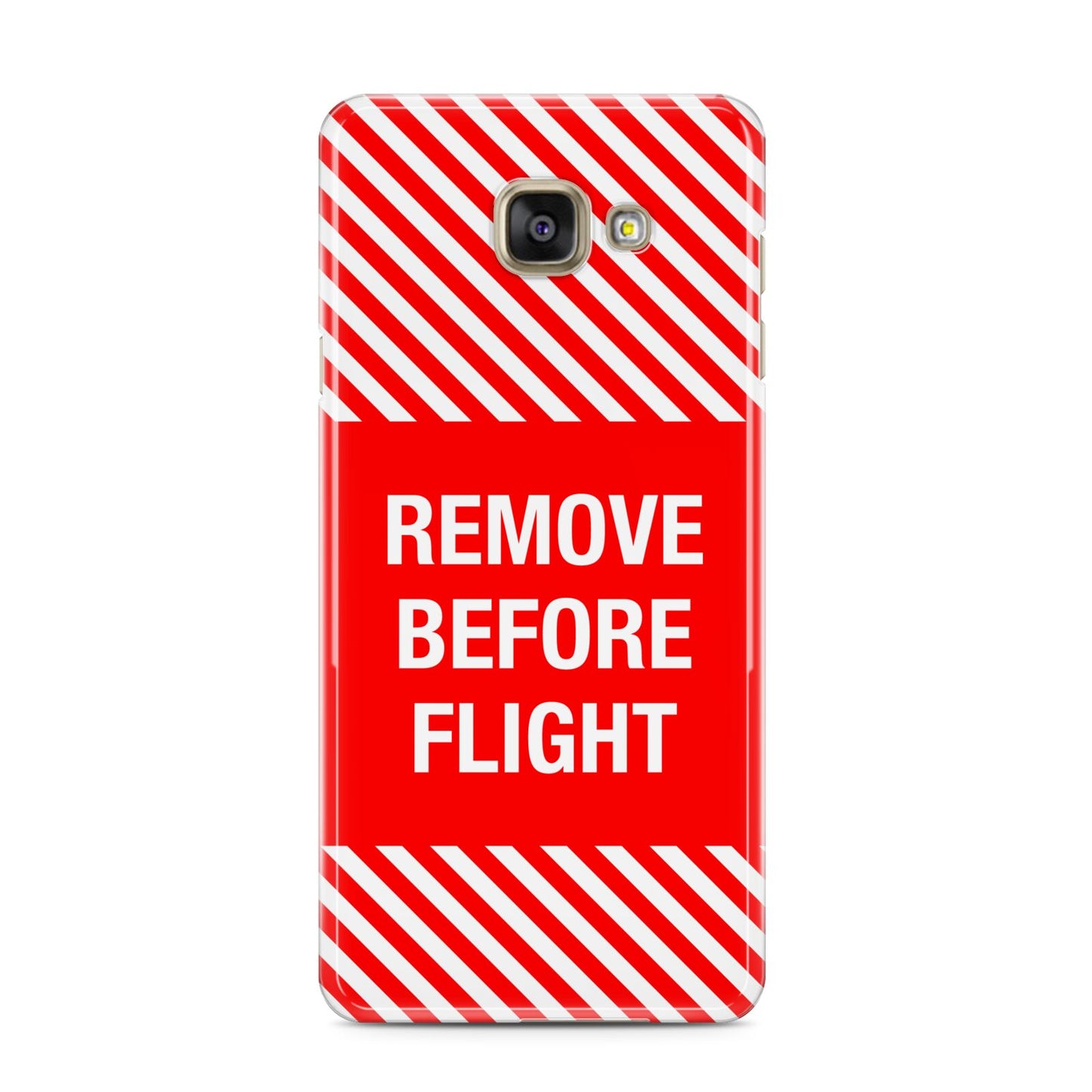 Remove Before Flight Samsung Galaxy A3 2016 Case on gold phone