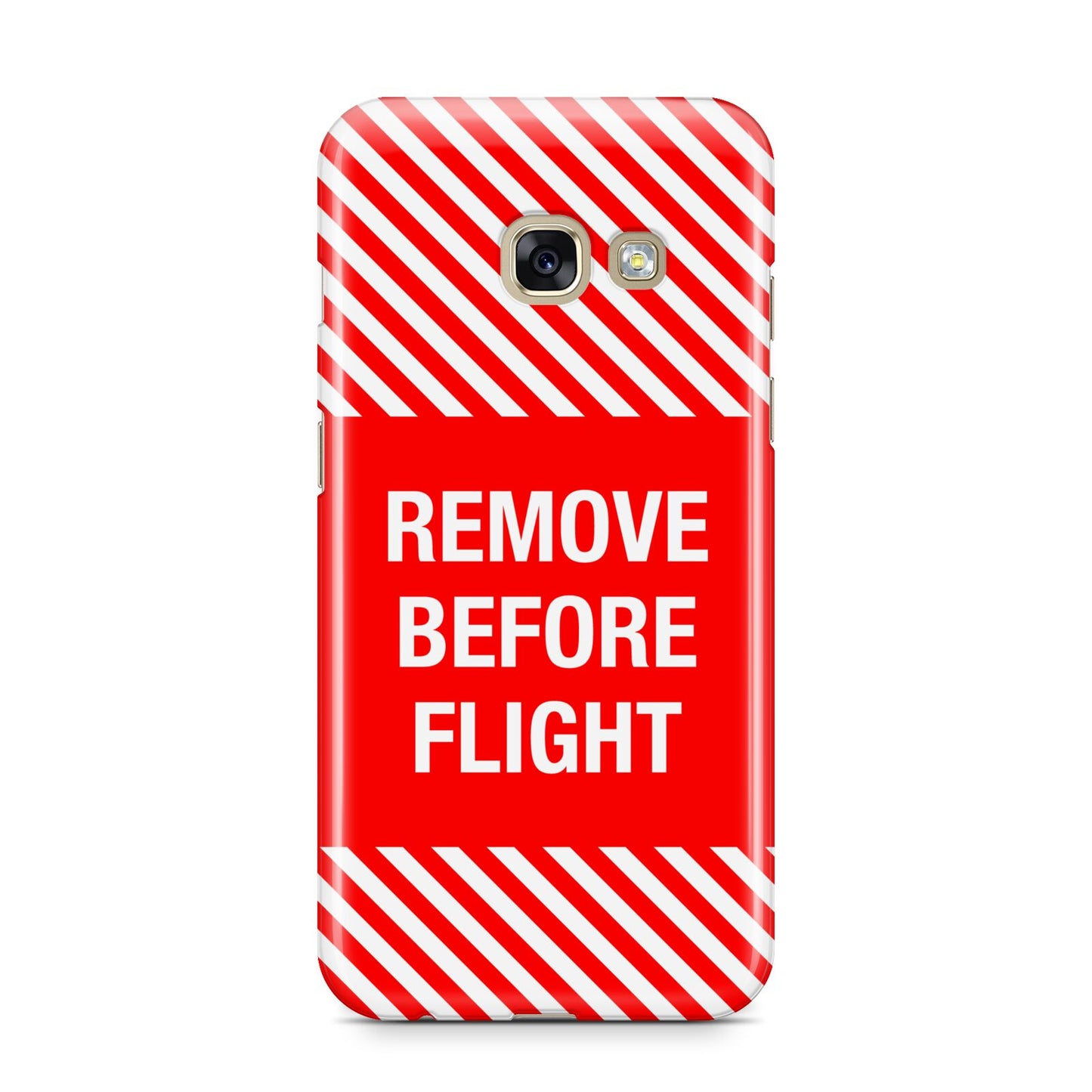 Remove Before Flight Samsung Galaxy A3 2017 Case on gold phone