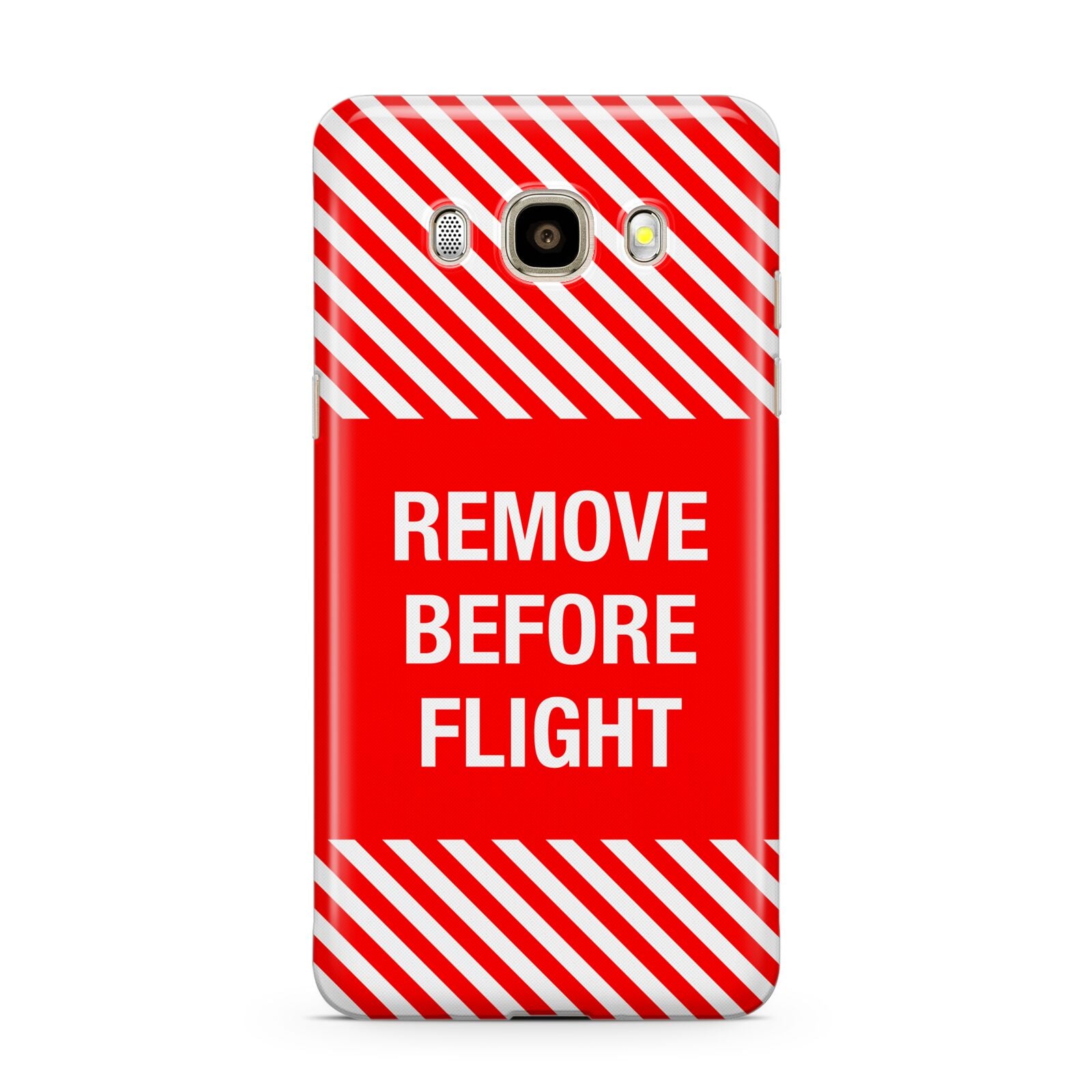 Remove Before Flight Samsung Galaxy J7 2016 Case on gold phone