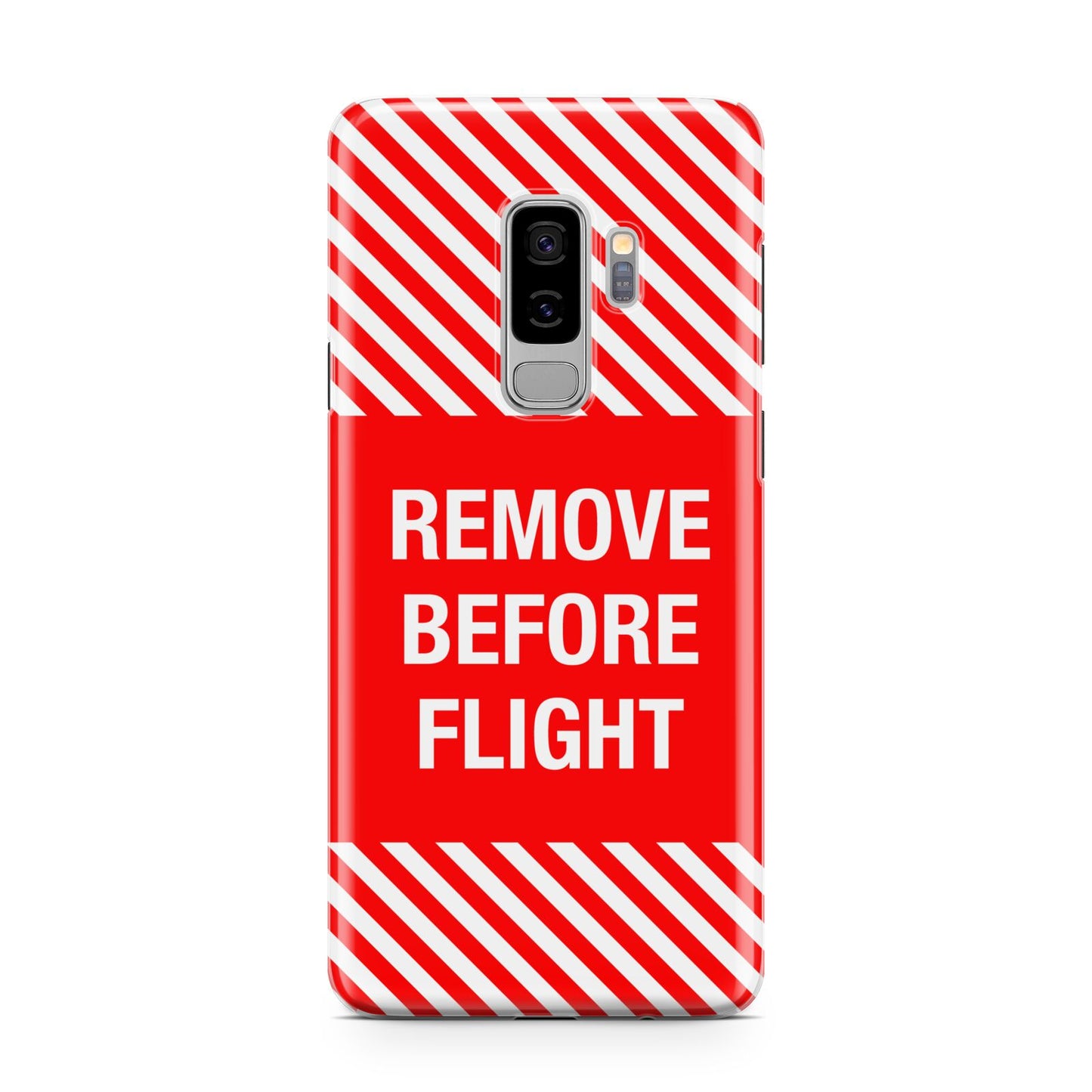 Remove Before Flight Samsung Galaxy S9 Plus Case on Silver phone