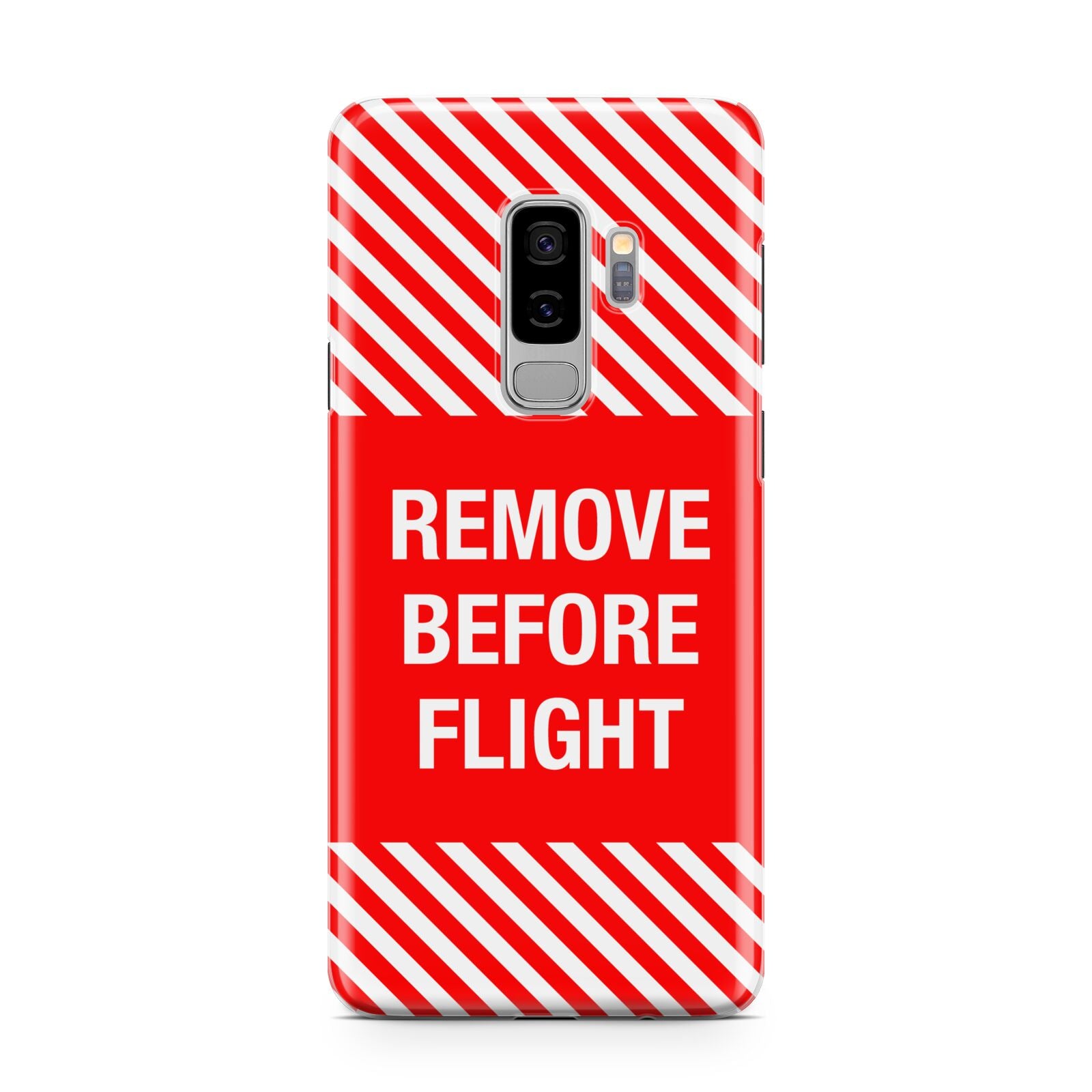 Remove Before Flight Samsung Galaxy S9 Plus Case on Silver phone