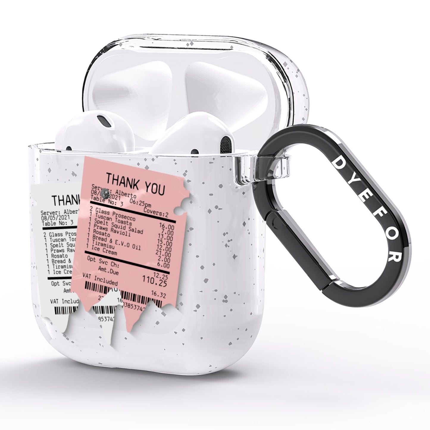 Restaurant Receipts AirPods Glitter Case Side Image