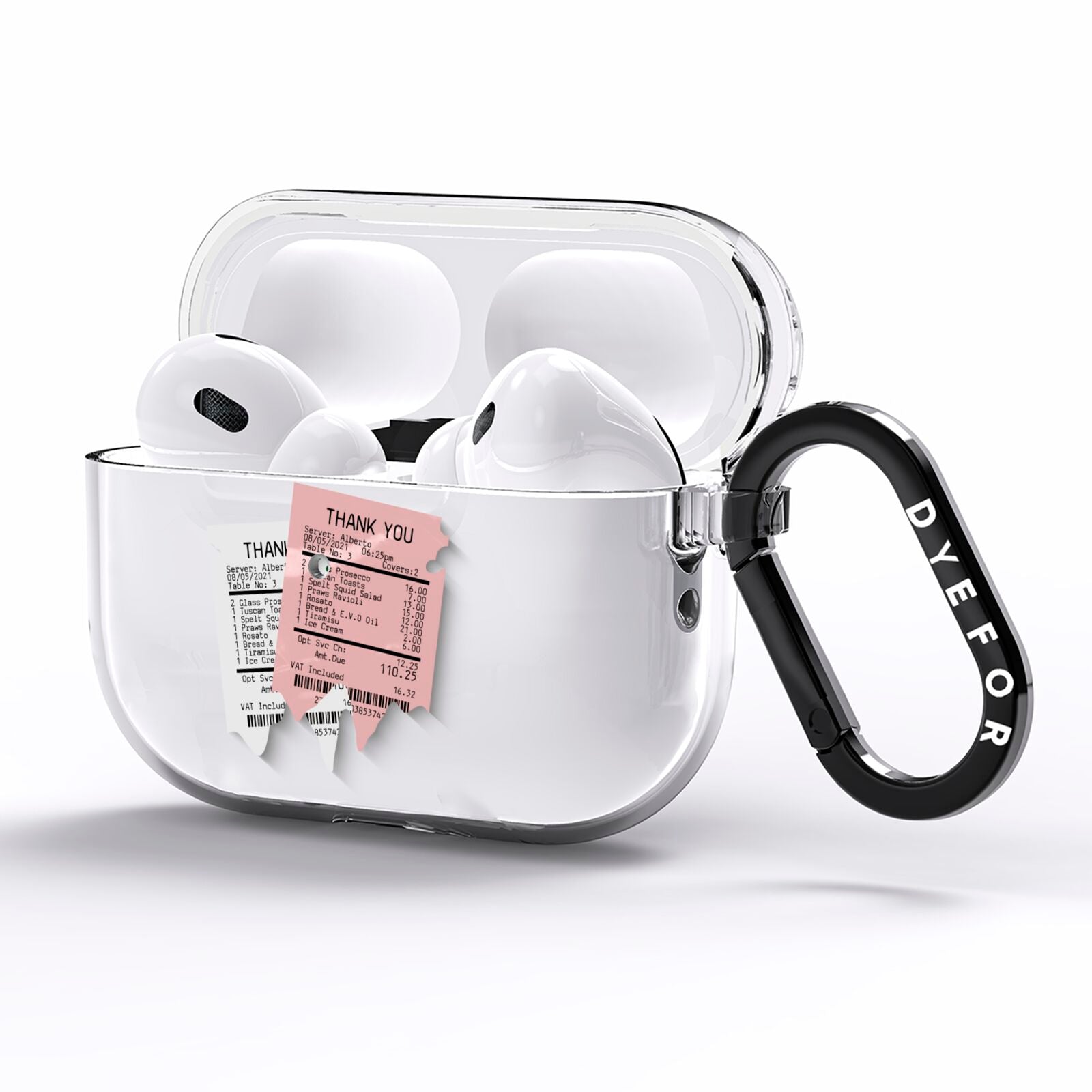 Restaurant Receipts AirPods Pro Clear Case Side Image