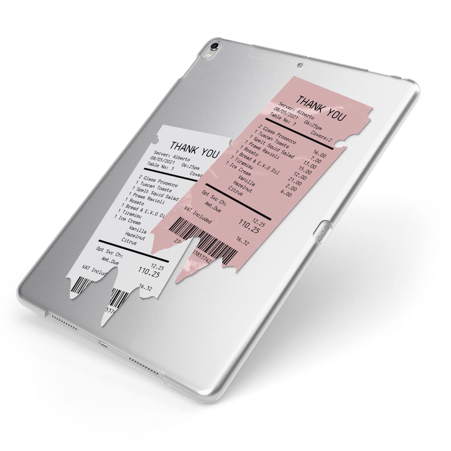 Restaurant Receipts Apple iPad Case on Silver iPad Side View