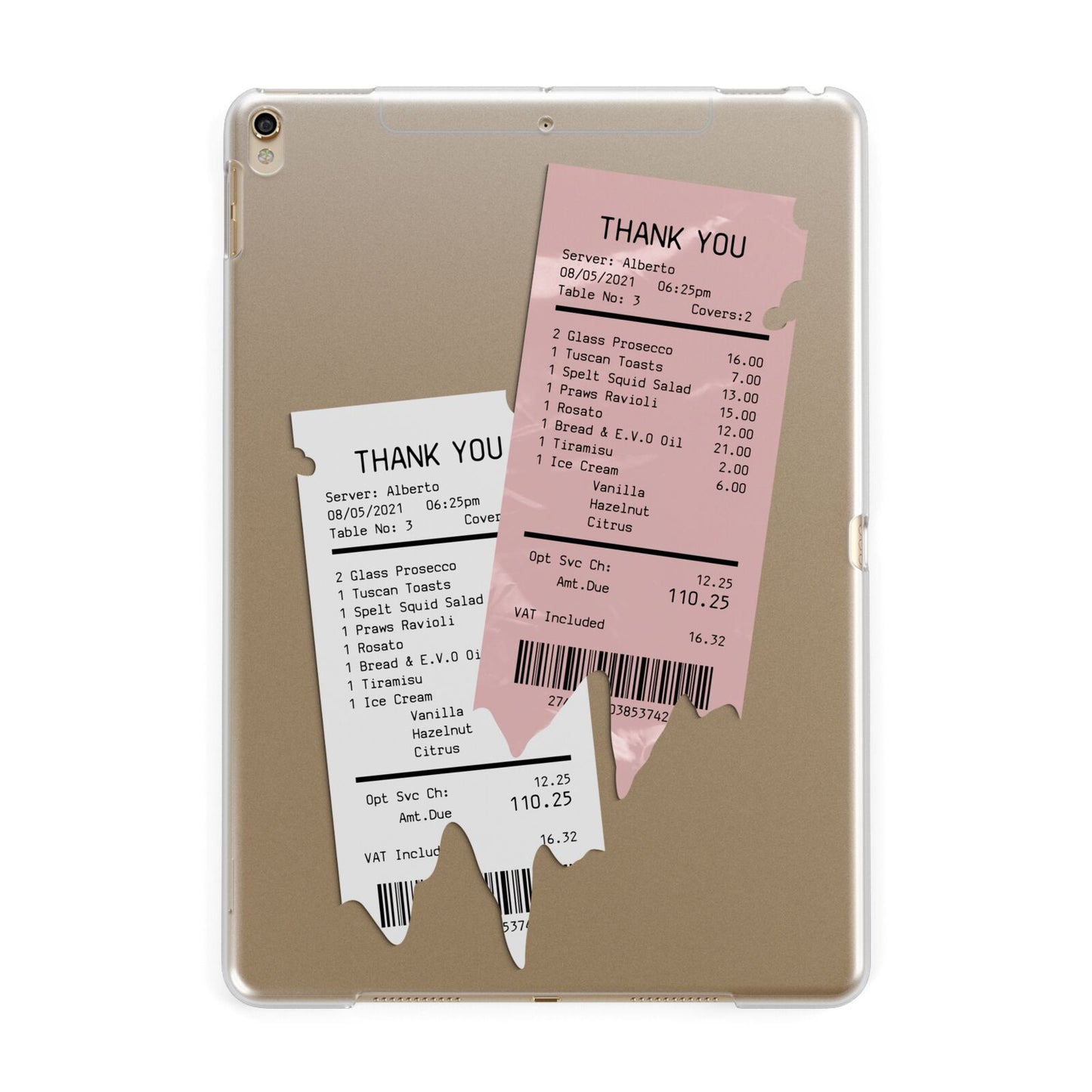 Restaurant Receipts Apple iPad Gold Case