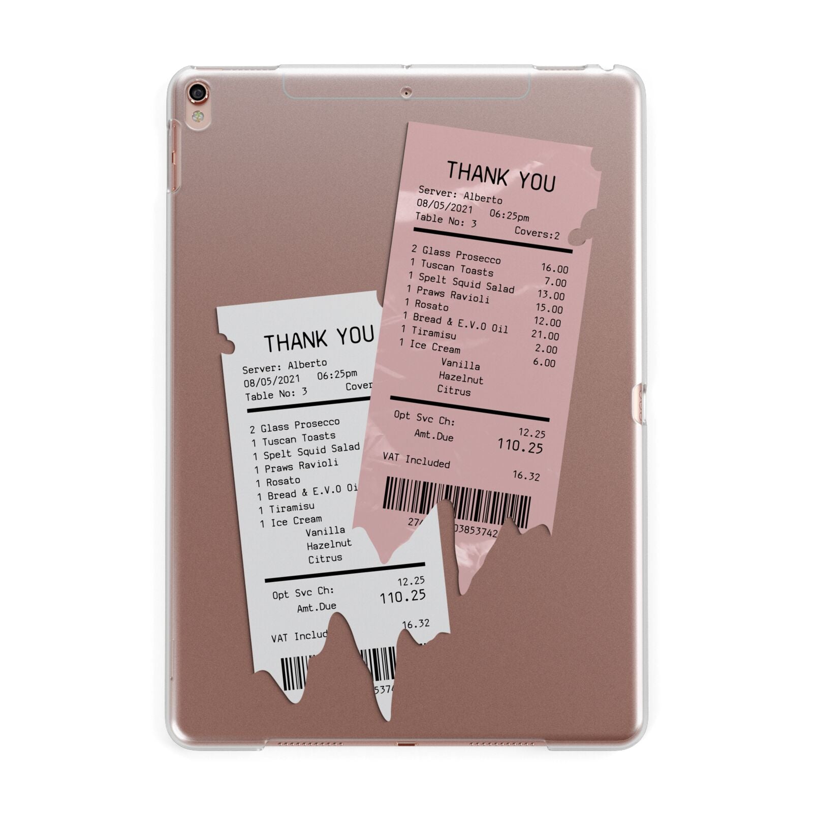 Restaurant Receipts Apple iPad Rose Gold Case