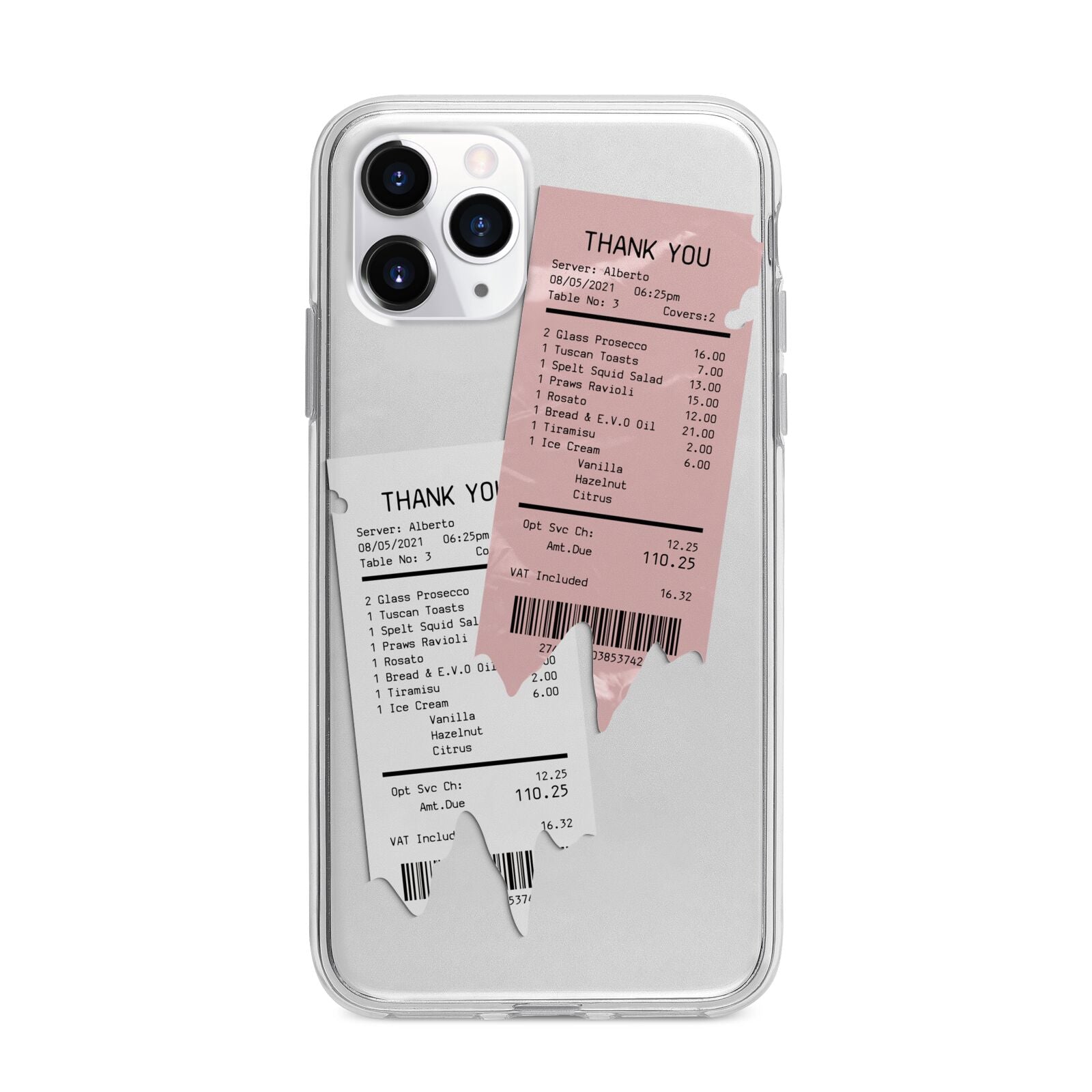 Restaurant Receipts Apple iPhone 11 Pro Max in Silver with Bumper Case