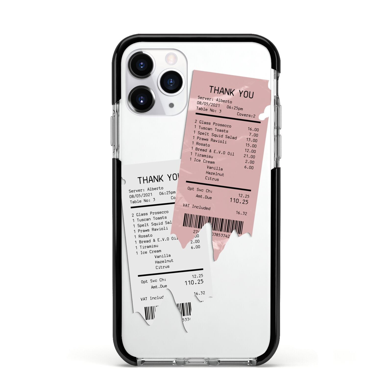 Restaurant Receipts Apple iPhone 11 Pro in Silver with Black Impact Case