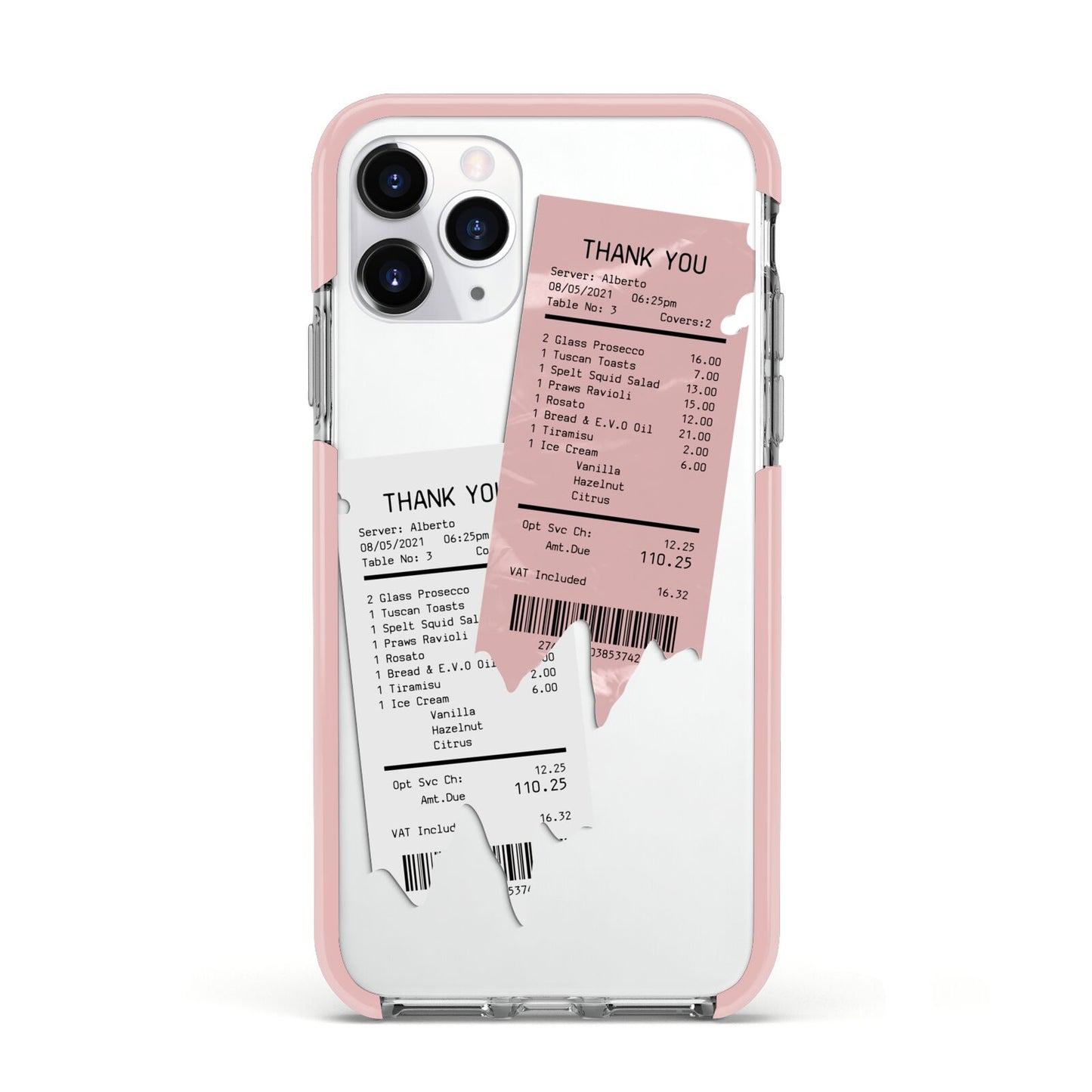 Restaurant Receipts Apple iPhone 11 Pro in Silver with Pink Impact Case