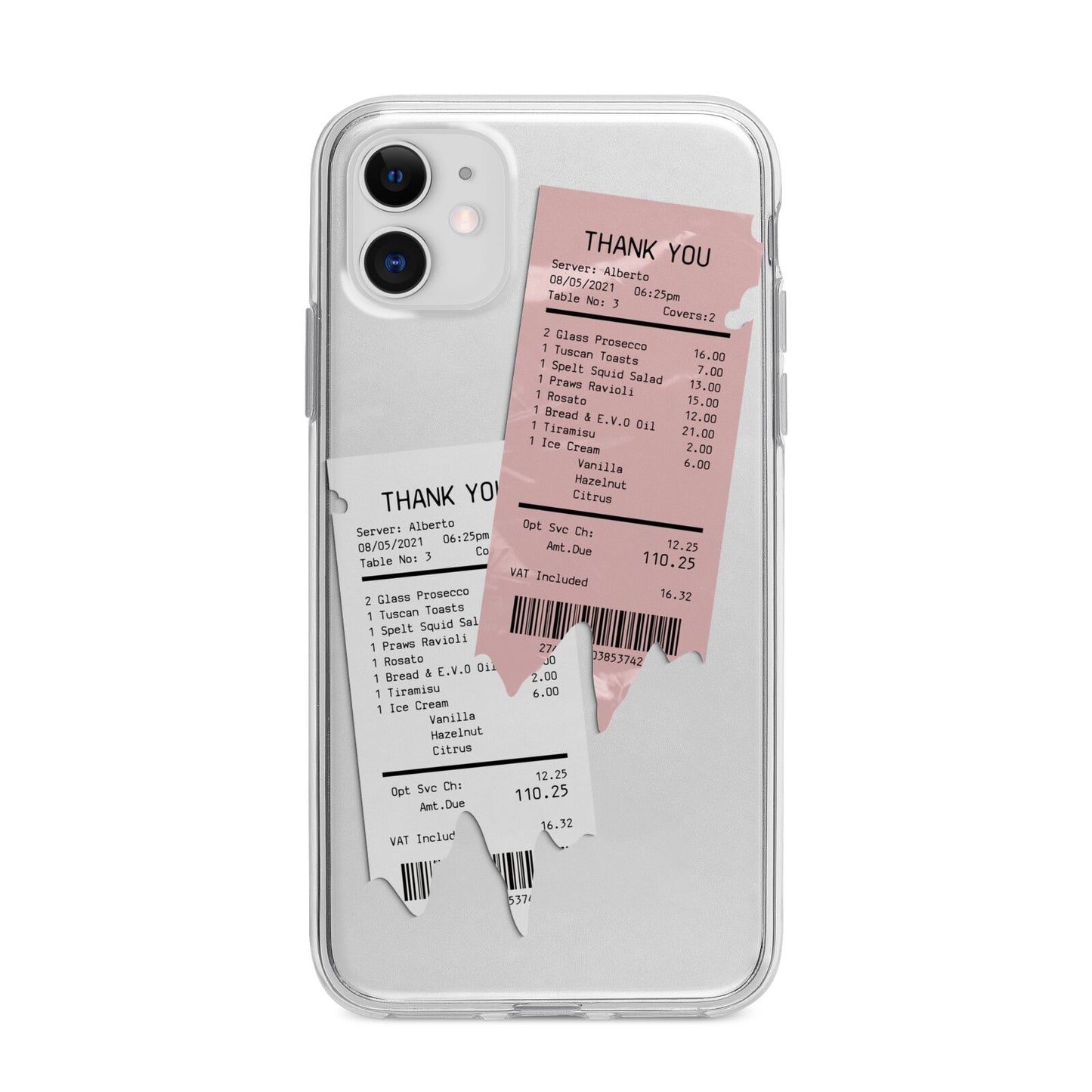 Restaurant Receipts Apple iPhone 11 in White with Bumper Case