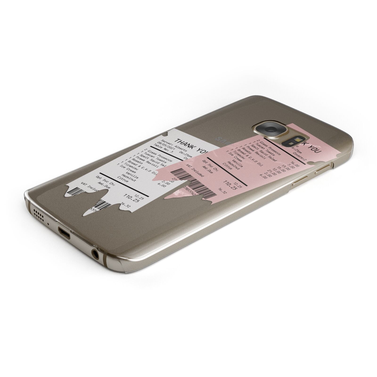 Restaurant Receipts Protective Samsung Galaxy Case Angled Image