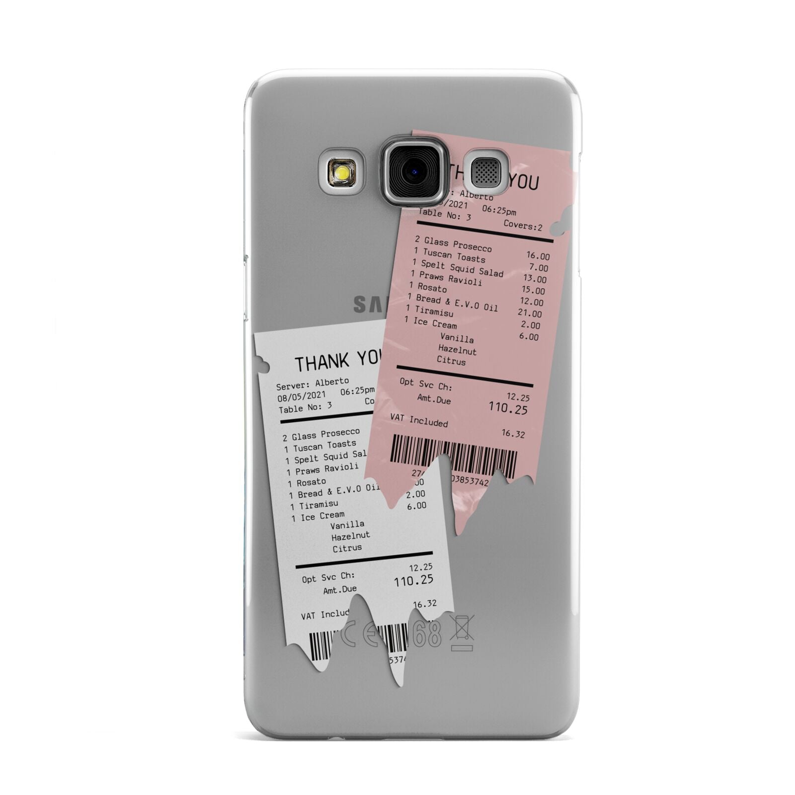 Restaurant Receipts Samsung Galaxy A3 Case