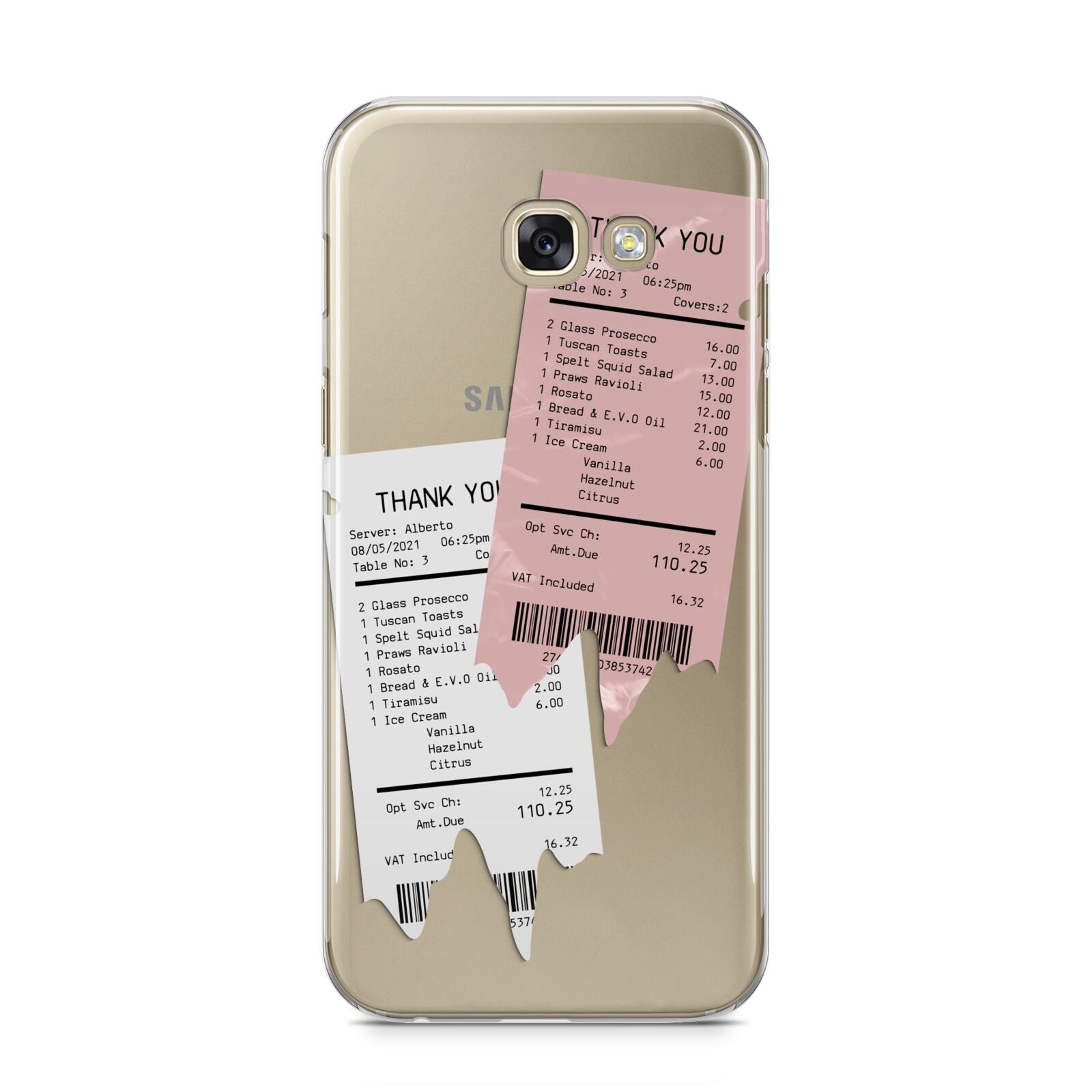 Restaurant Receipts Samsung Galaxy A5 2017 Case on gold phone