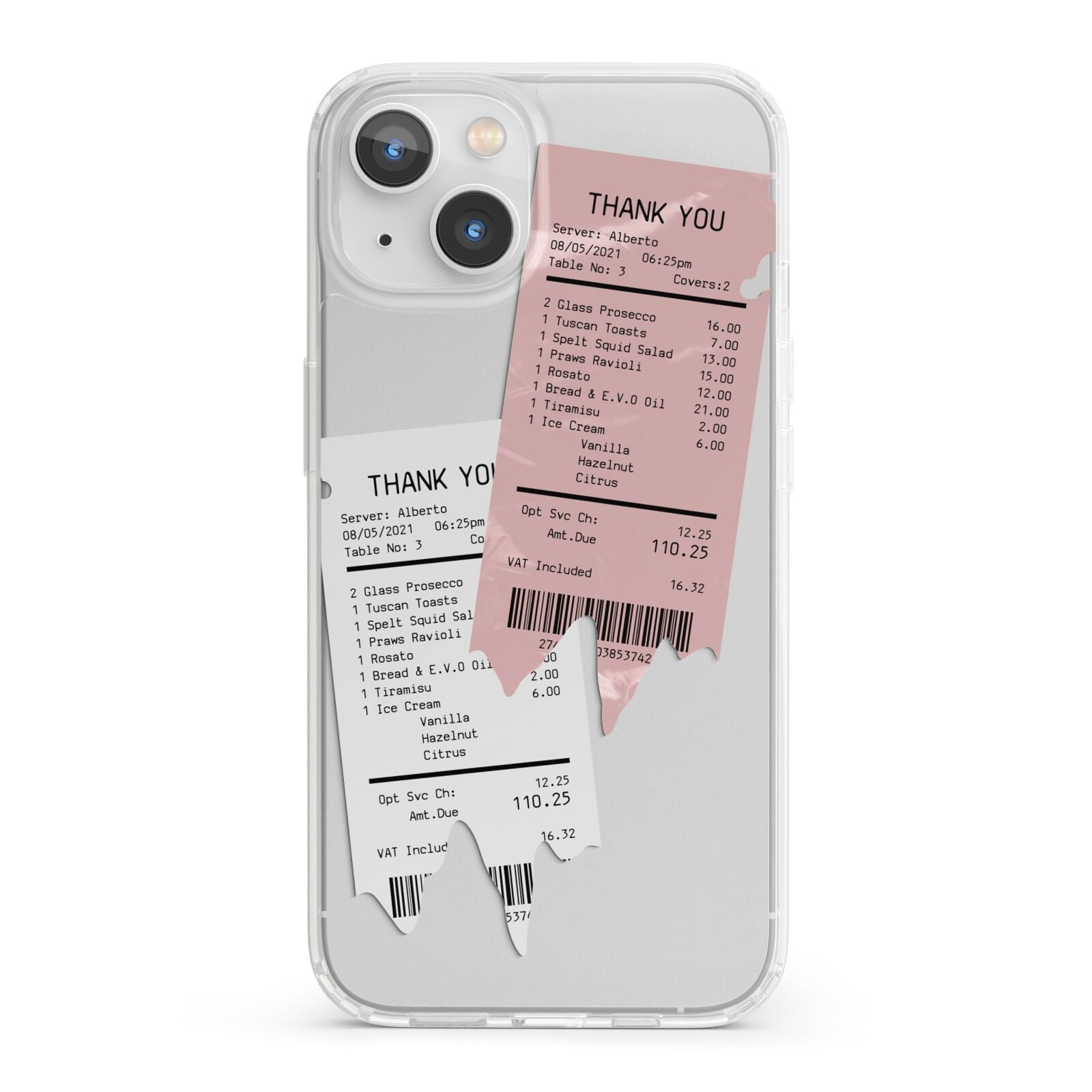 Restaurant Receipts iPhone 13 Clear Bumper Case