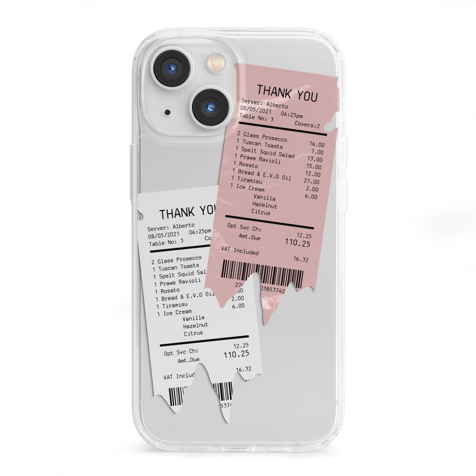 Restaurant Receipts iPhone 13 Mini Clear Bumper Case