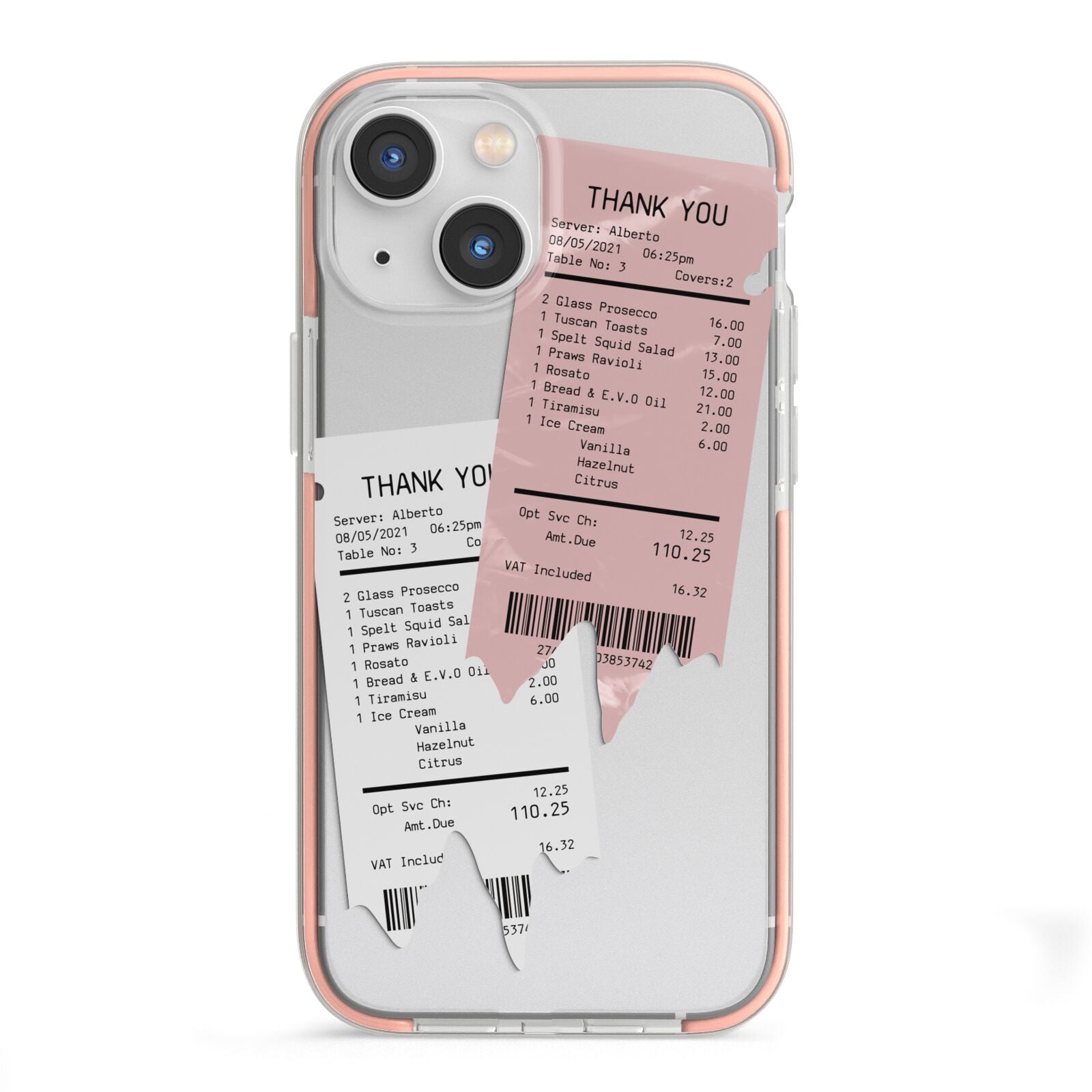 Restaurant Receipts iPhone 13 Mini TPU Impact Case with Pink Edges