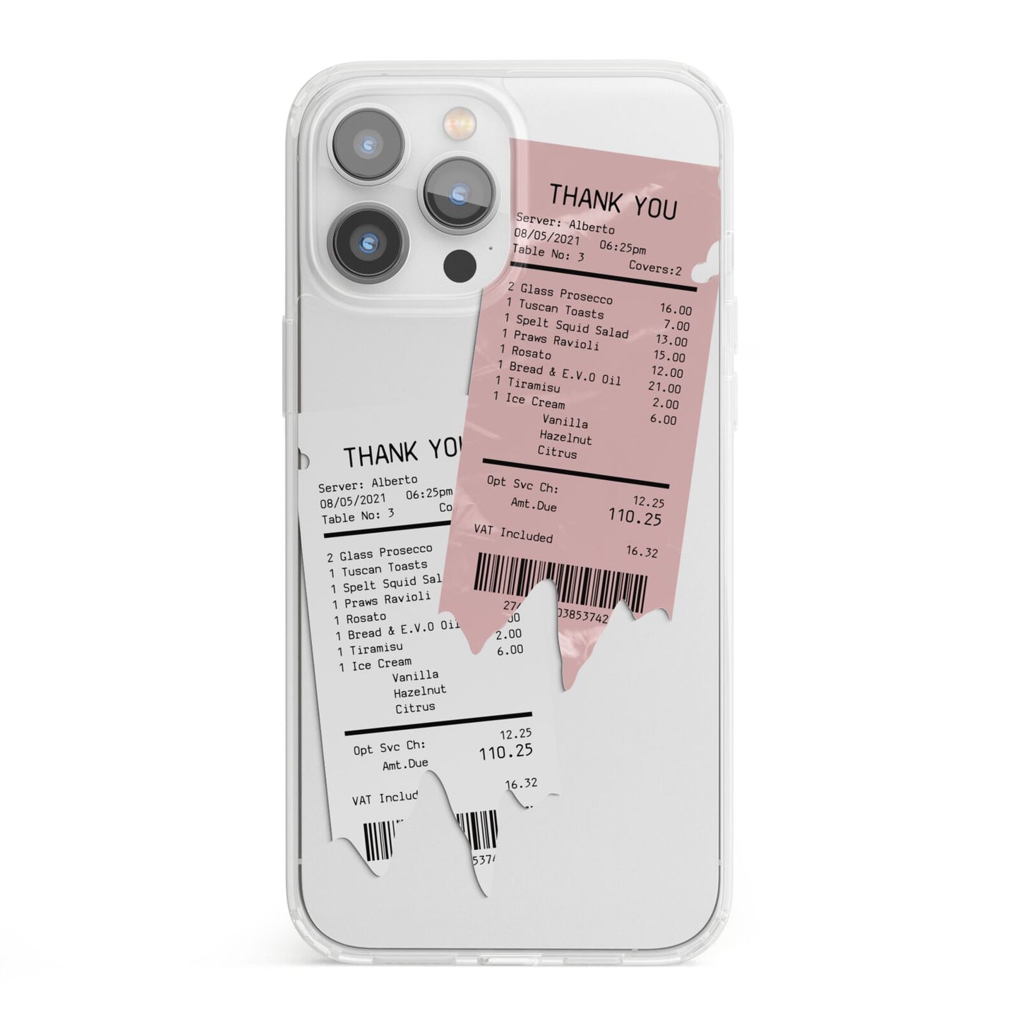 Restaurant Receipts iPhone 13 Pro Max Clear Bumper Case