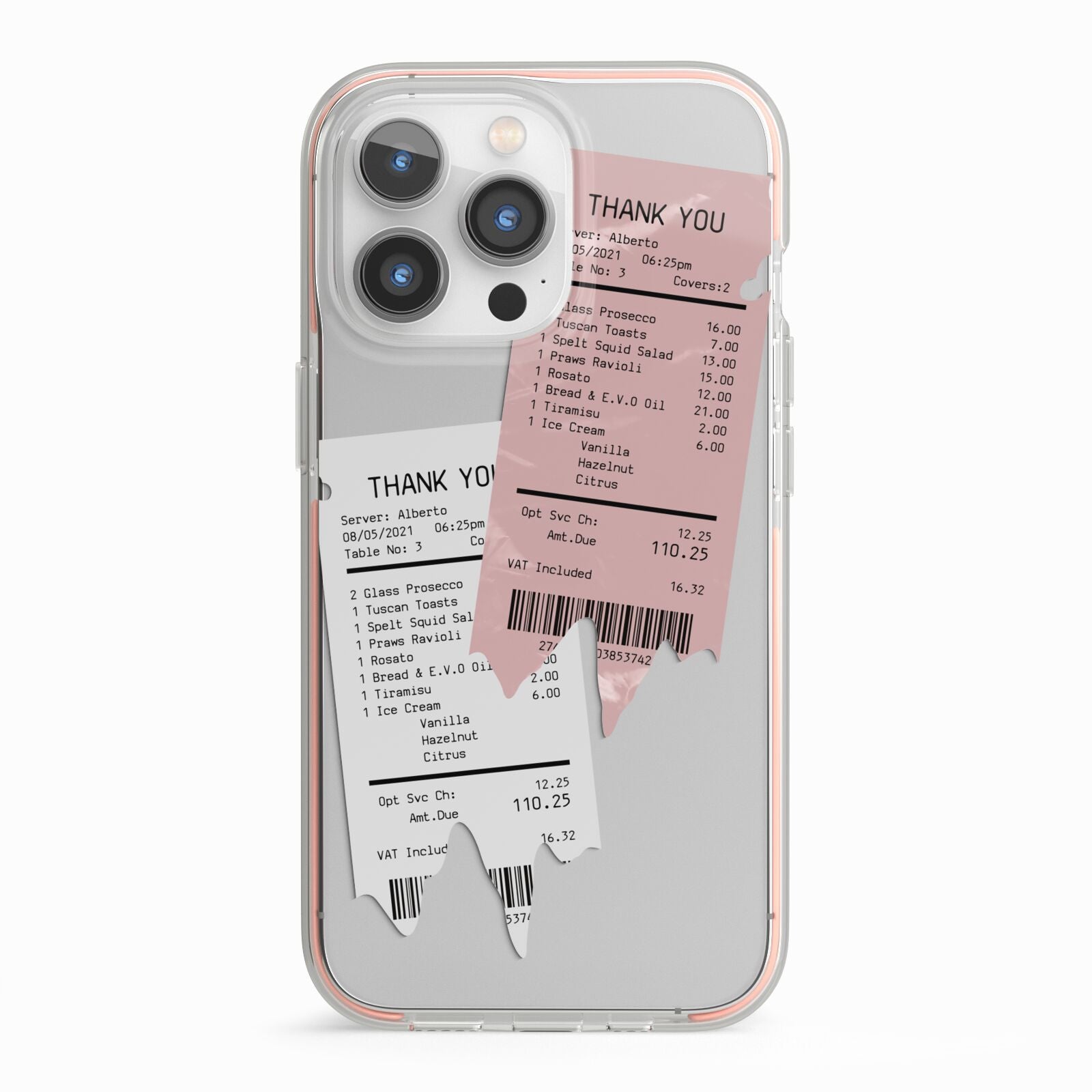 Restaurant Receipts iPhone 13 Pro TPU Impact Case with Pink Edges