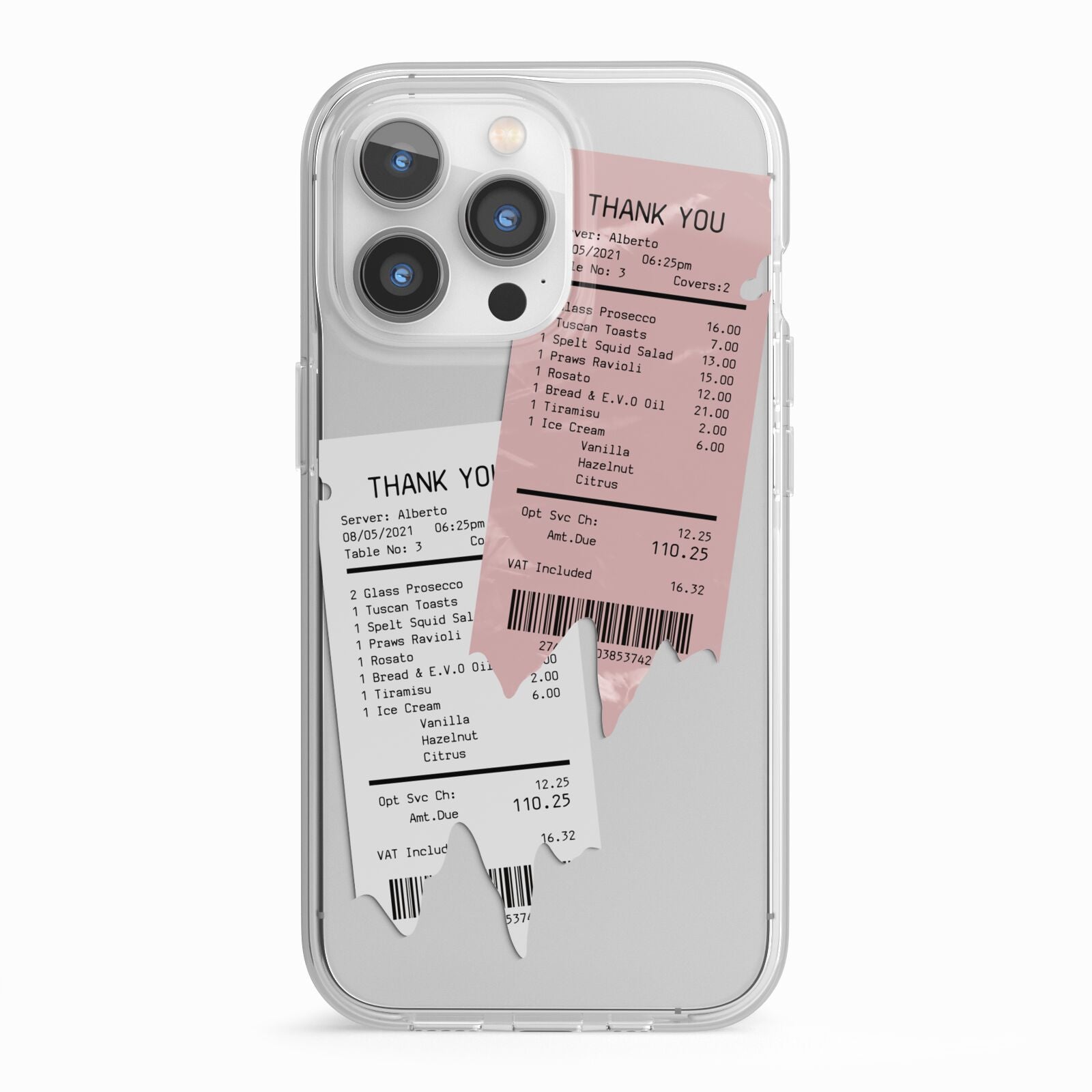 Restaurant Receipts iPhone 13 Pro TPU Impact Case with White Edges