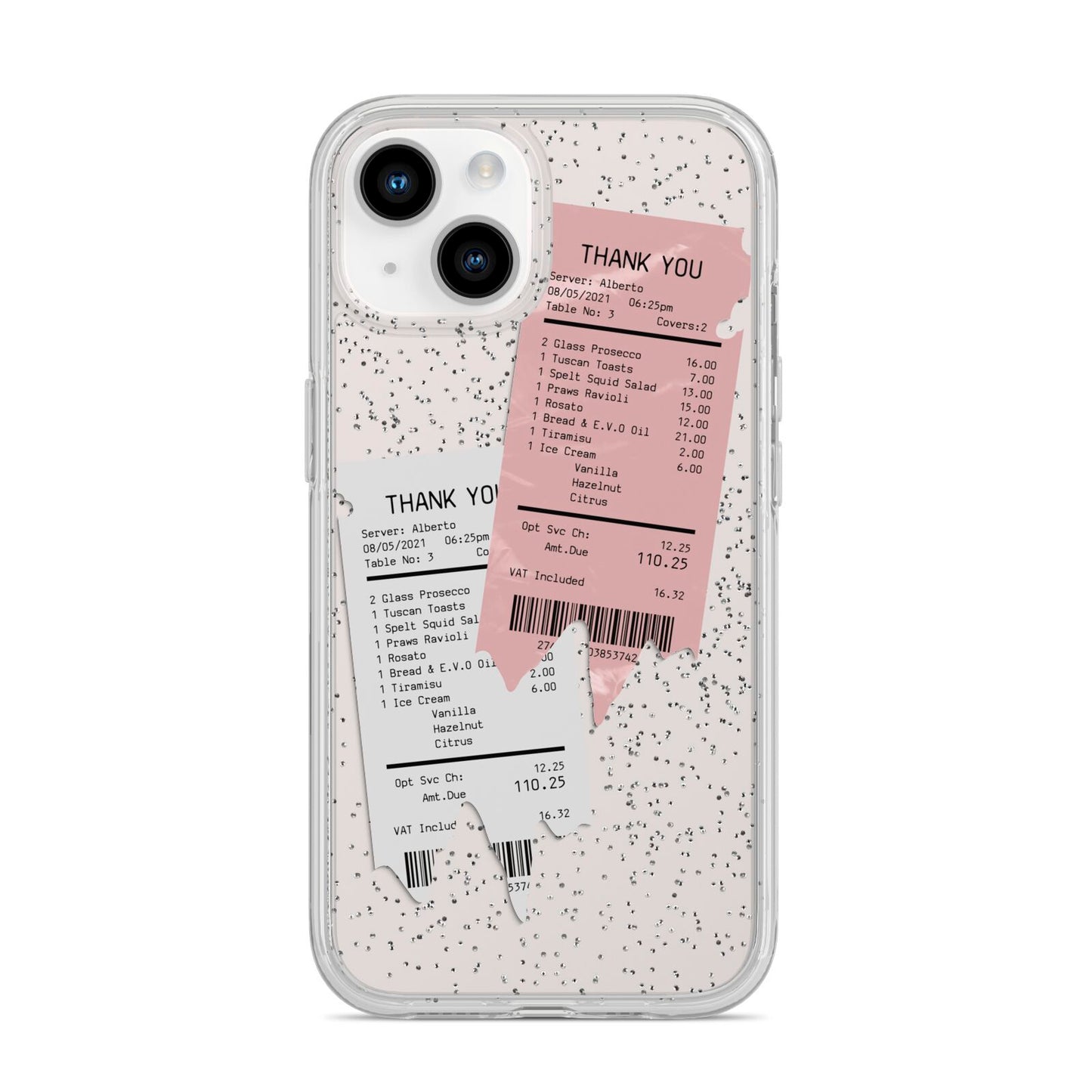 Restaurant Receipts iPhone 14 Glitter Tough Case Starlight